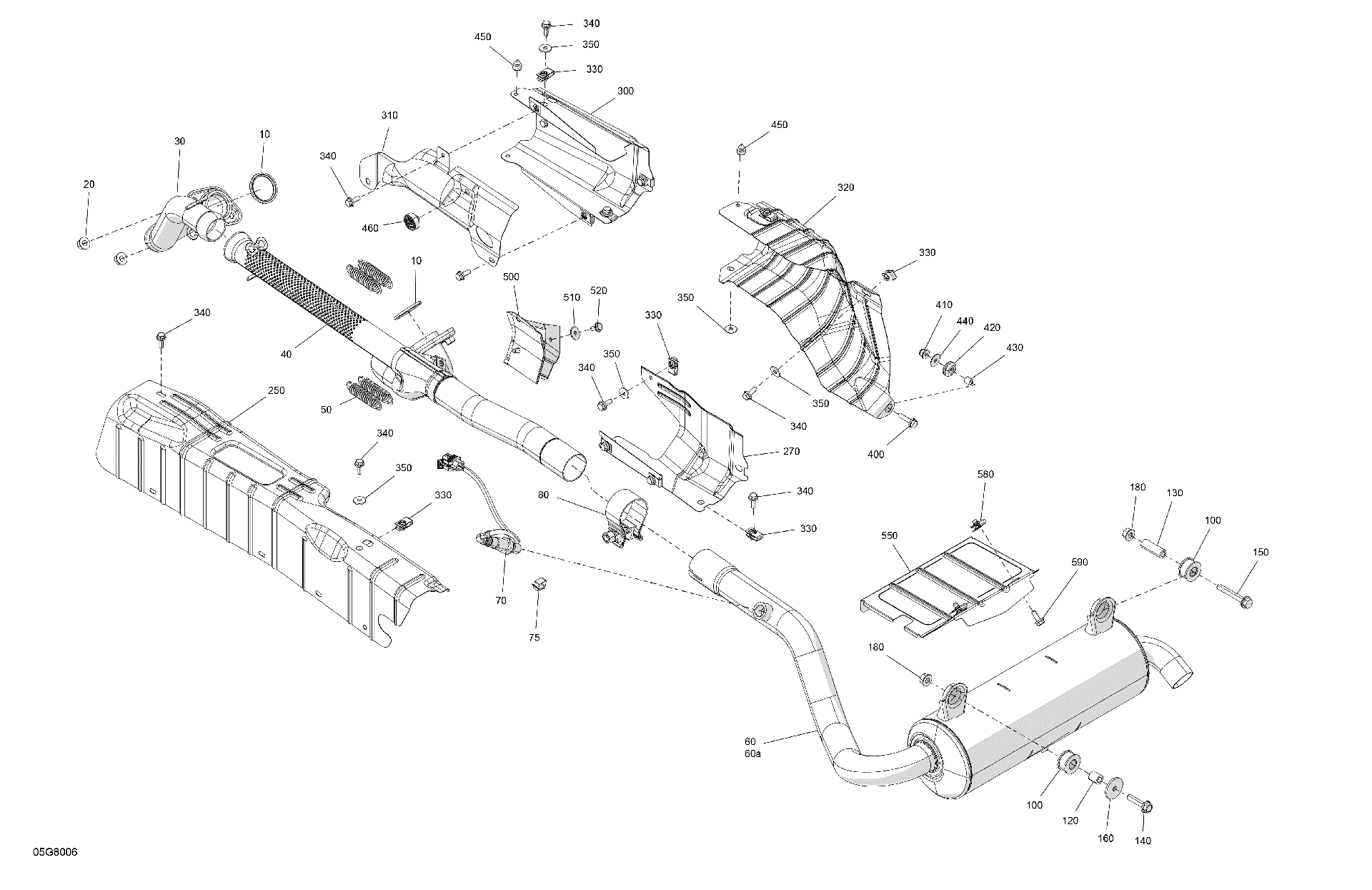 An Image of a Genuine Can-Am Parts Schematic Diagram showing the schematic - ENGINE - EXHAUST