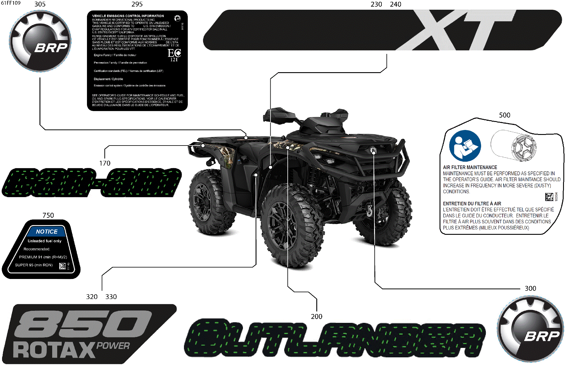 An Image of a Genuine Can-Am Parts Schematic Diagram showing the schematic - BODY - FEATURE DECALS