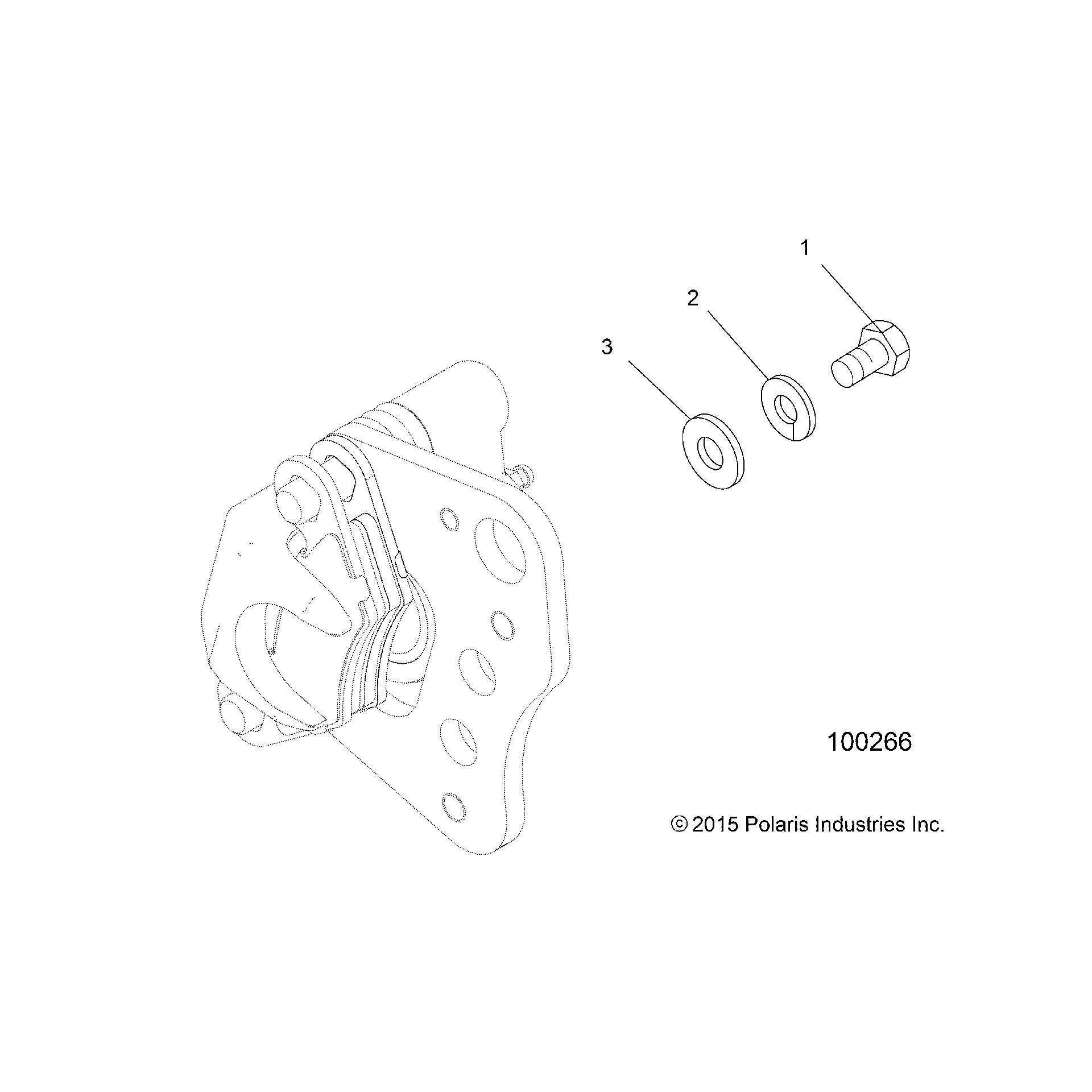 An Image of a Genuine Polaris Parts Schematic Diagram showing the schematic - BRAKES: FRONT CALIPER MOUNTING - 2017 POLARIS SPORTSMAN TOURING 570 SP