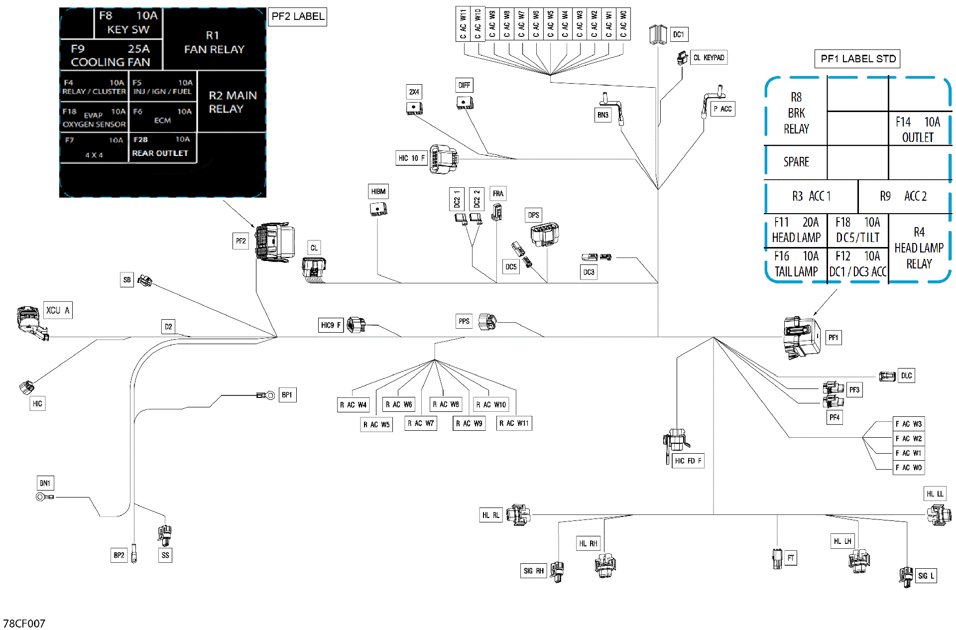 An Image of a Genuine Can-Am Parts Schematic Diagram showing the schematic - ELECTRIC - MAIN HARNESS - 710008895