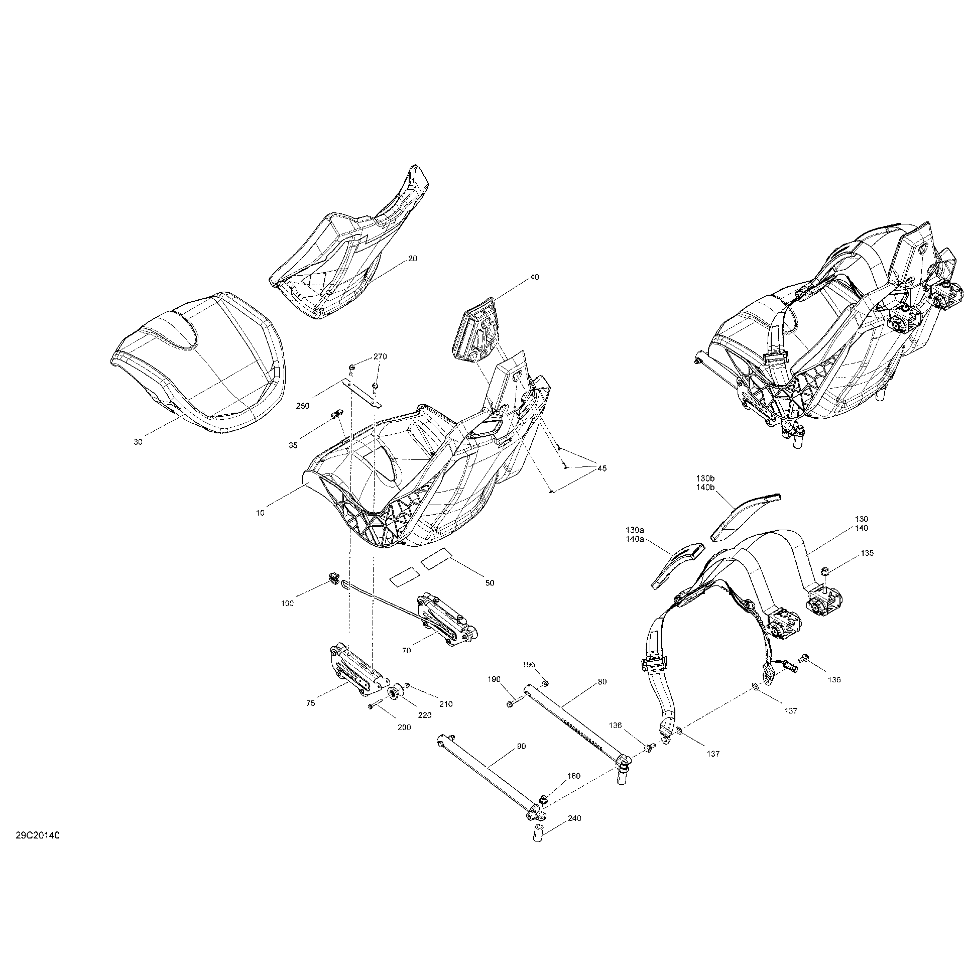 An Image of a Genuine Can-Am Parts Schematic Diagram showing the schematic - SEAT