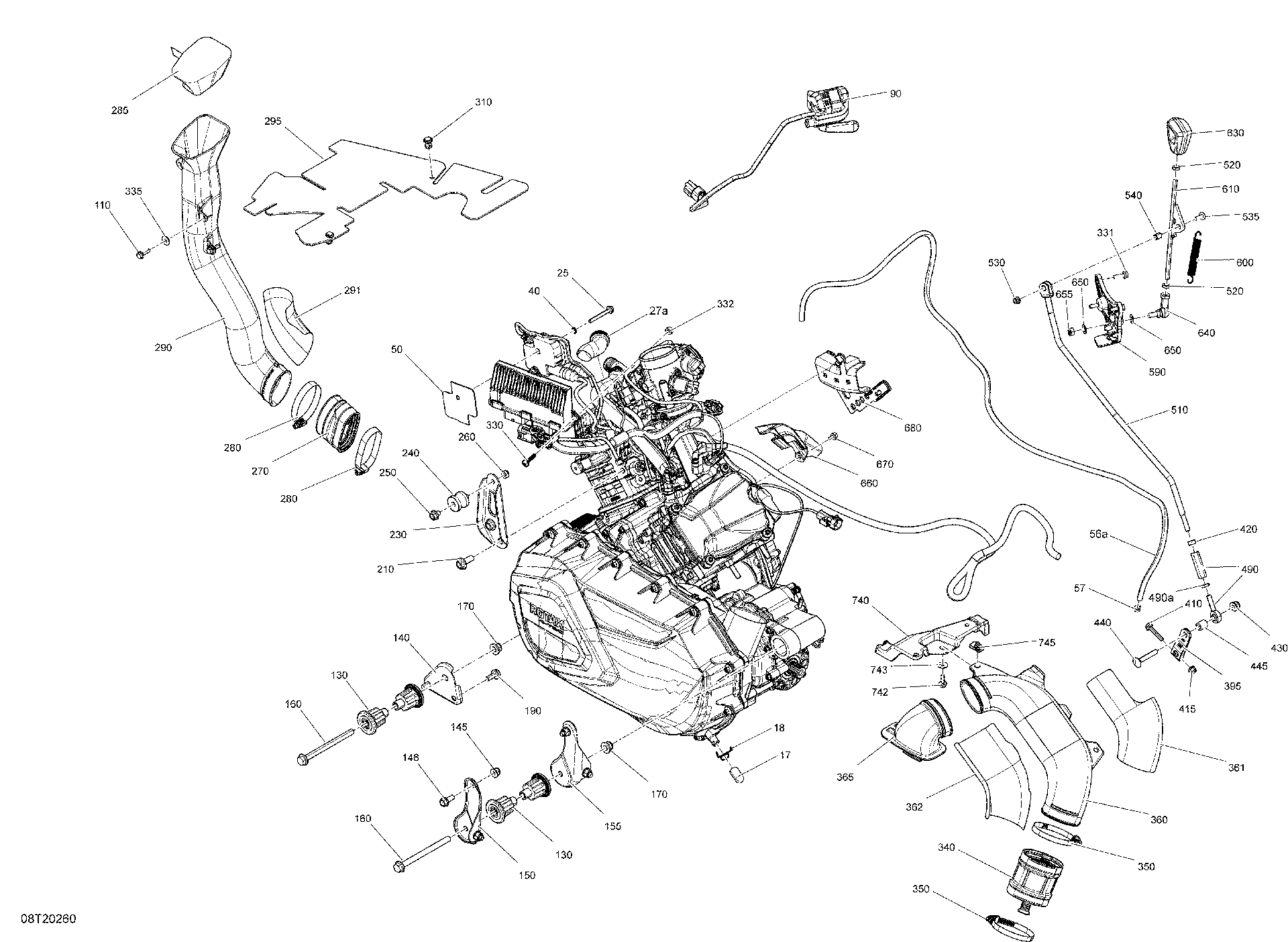 An Image of a Genuine Can-Am Parts Schematic Diagram showing the schematic - ENGINE