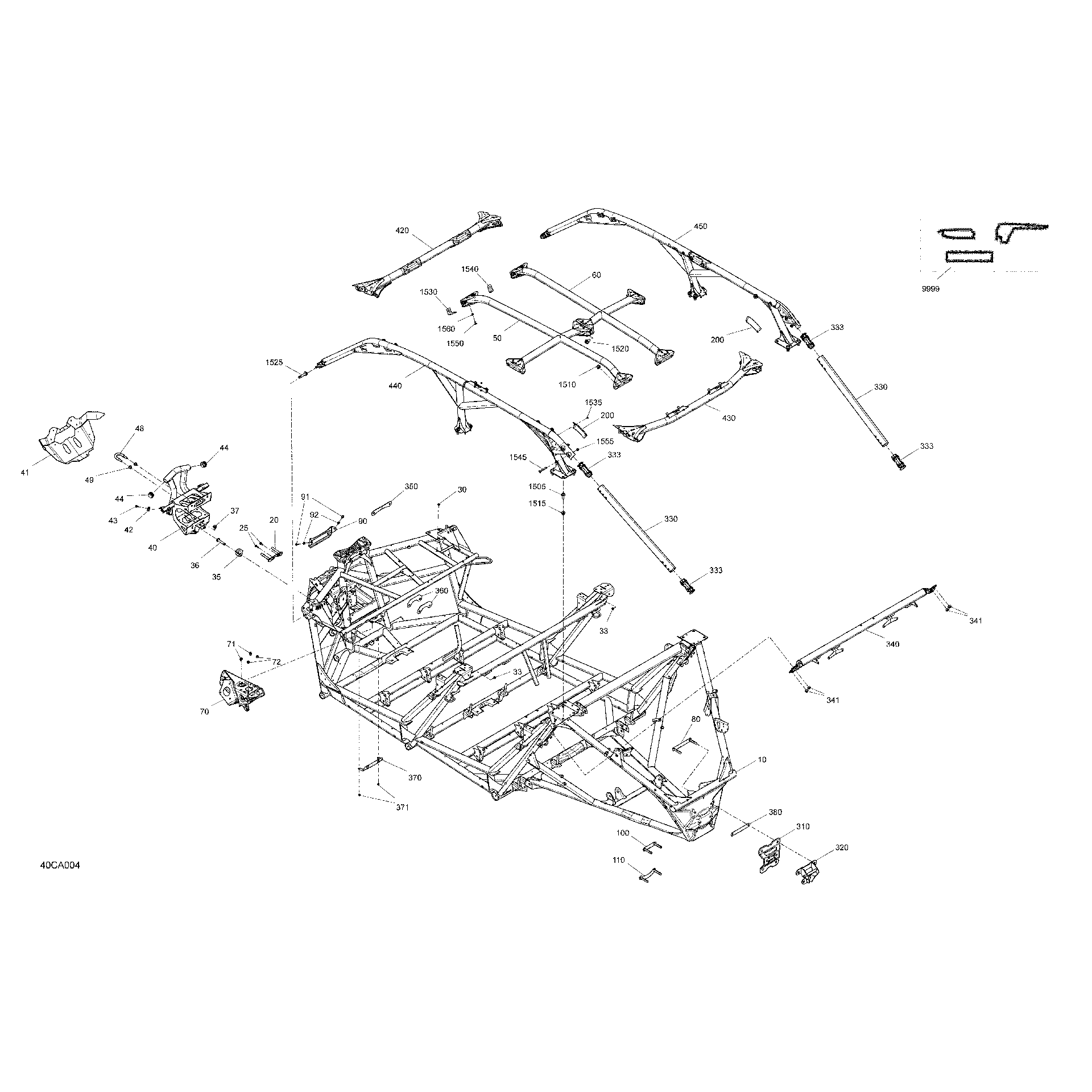 An Image of a Genuine Can-Am Parts Schematic Diagram showing the schematic - FRAME - SYSTEM