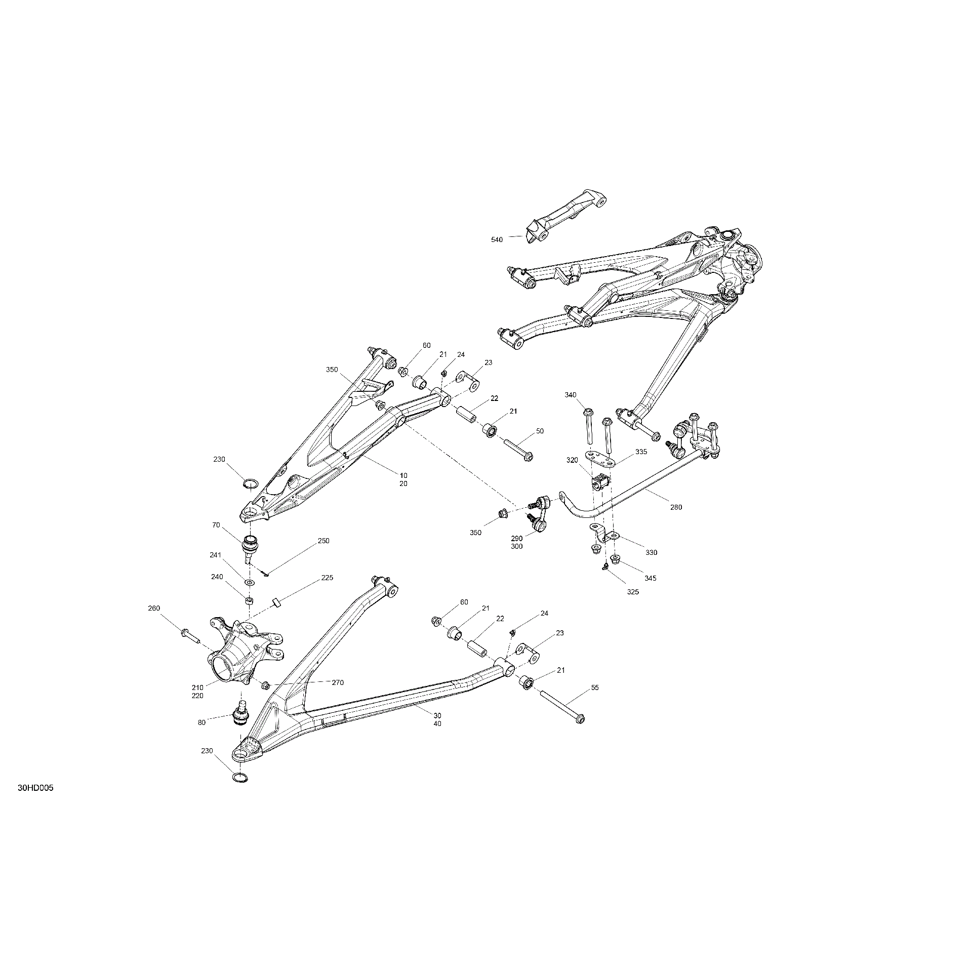 An Image of a Genuine Can-Am Parts Schematic Diagram showing the schematic - SUSPENSION - FRONT COMPONENTS