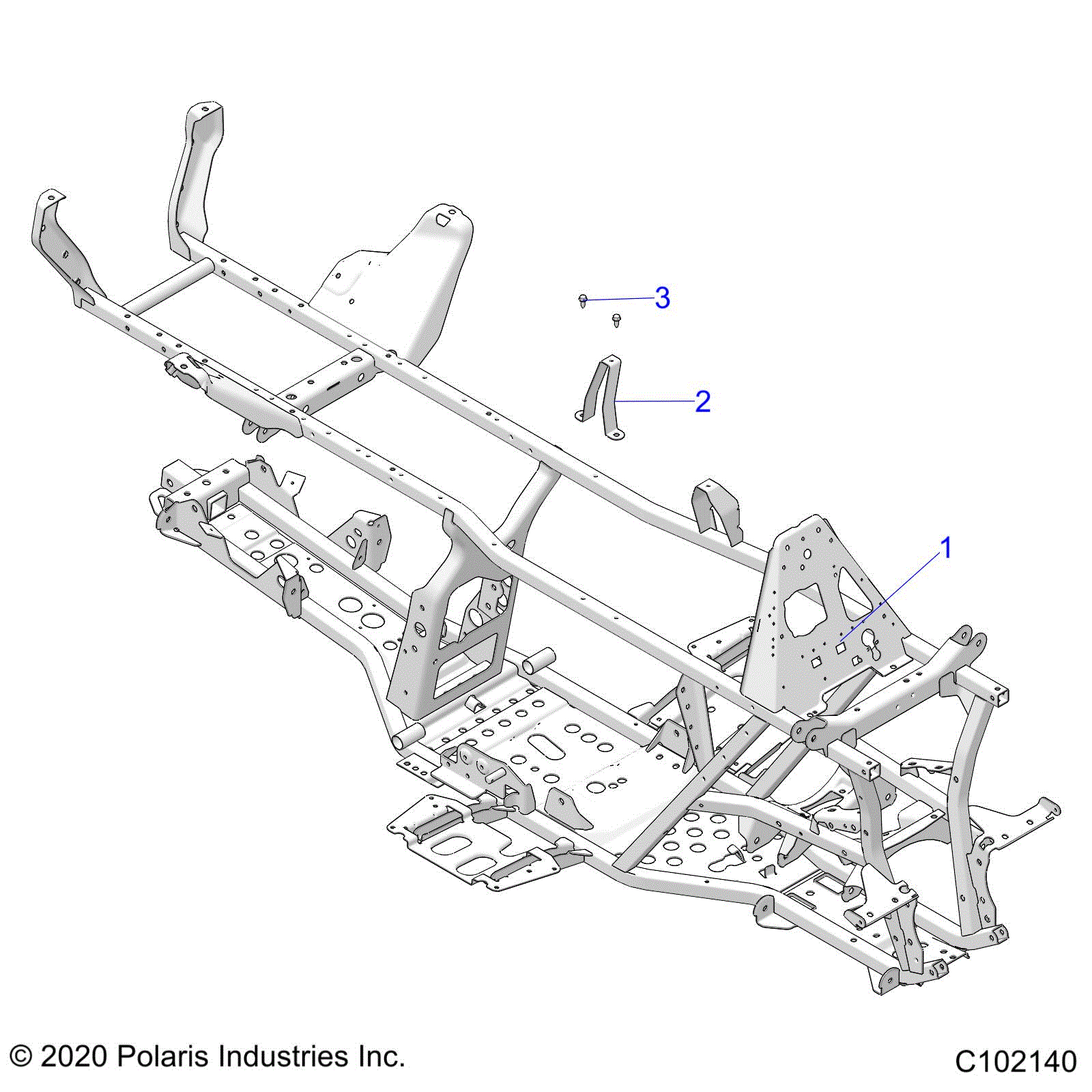 An Image of a Genuine Polaris Parts Schematic Diagram showing the schematic - CHASSIS: FRAME - 2022 POLARIS SPORTSMAN TOURING 570 PREMIUM
