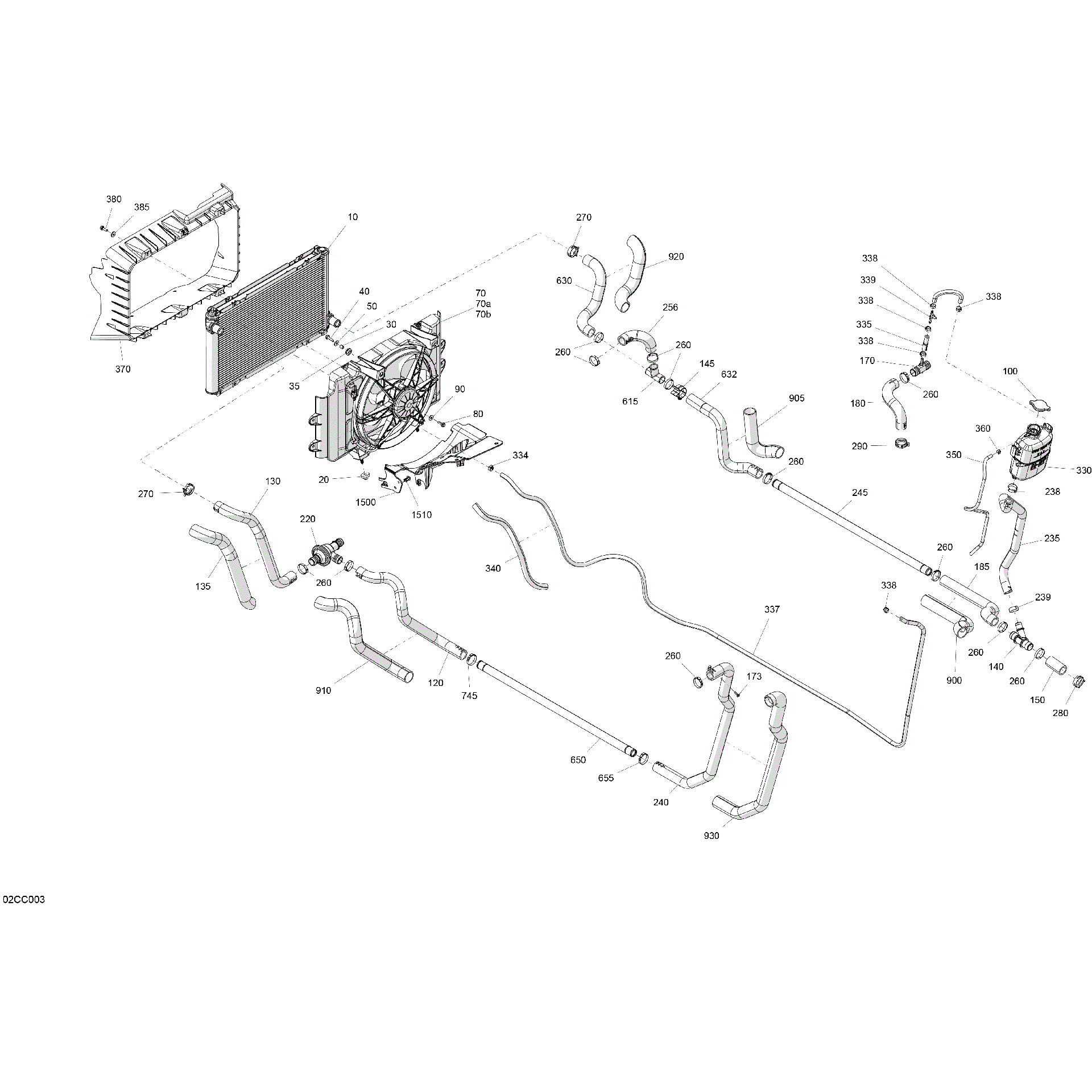An Image of a Genuine Can-Am Parts Schematic Diagram showing the schematic - ENGINE - COOLING