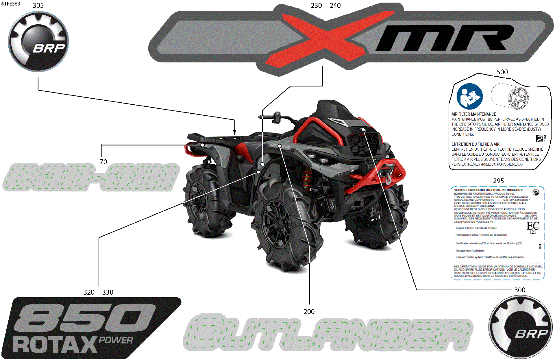 An Image of a Genuine Can-Am Parts Schematic Diagram showing the schematic - BODY - FEATURE DECALS