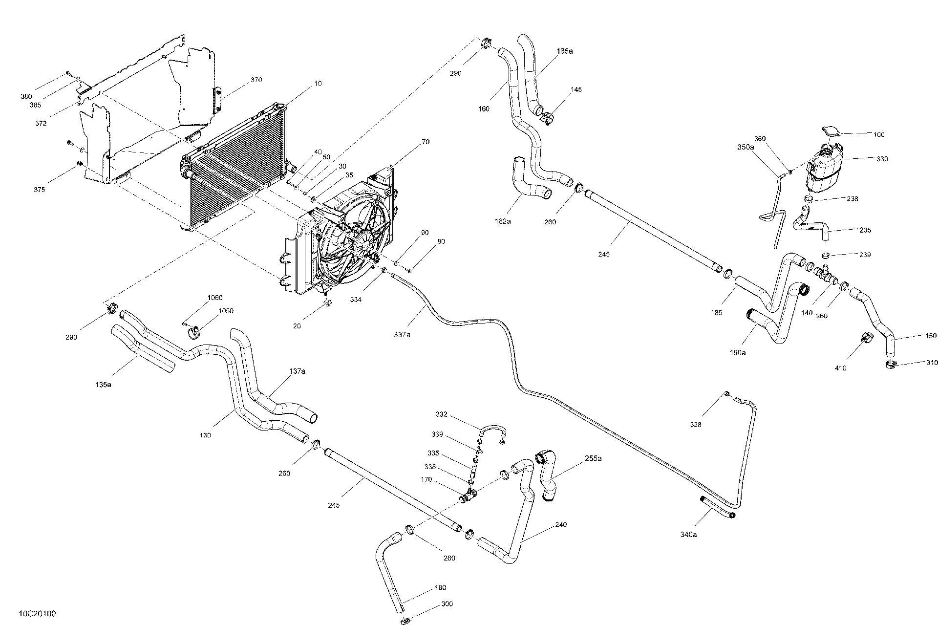 An Image of a Genuine Can-Am Parts Schematic Diagram showing the schematic - COOLING - SYSTEM
