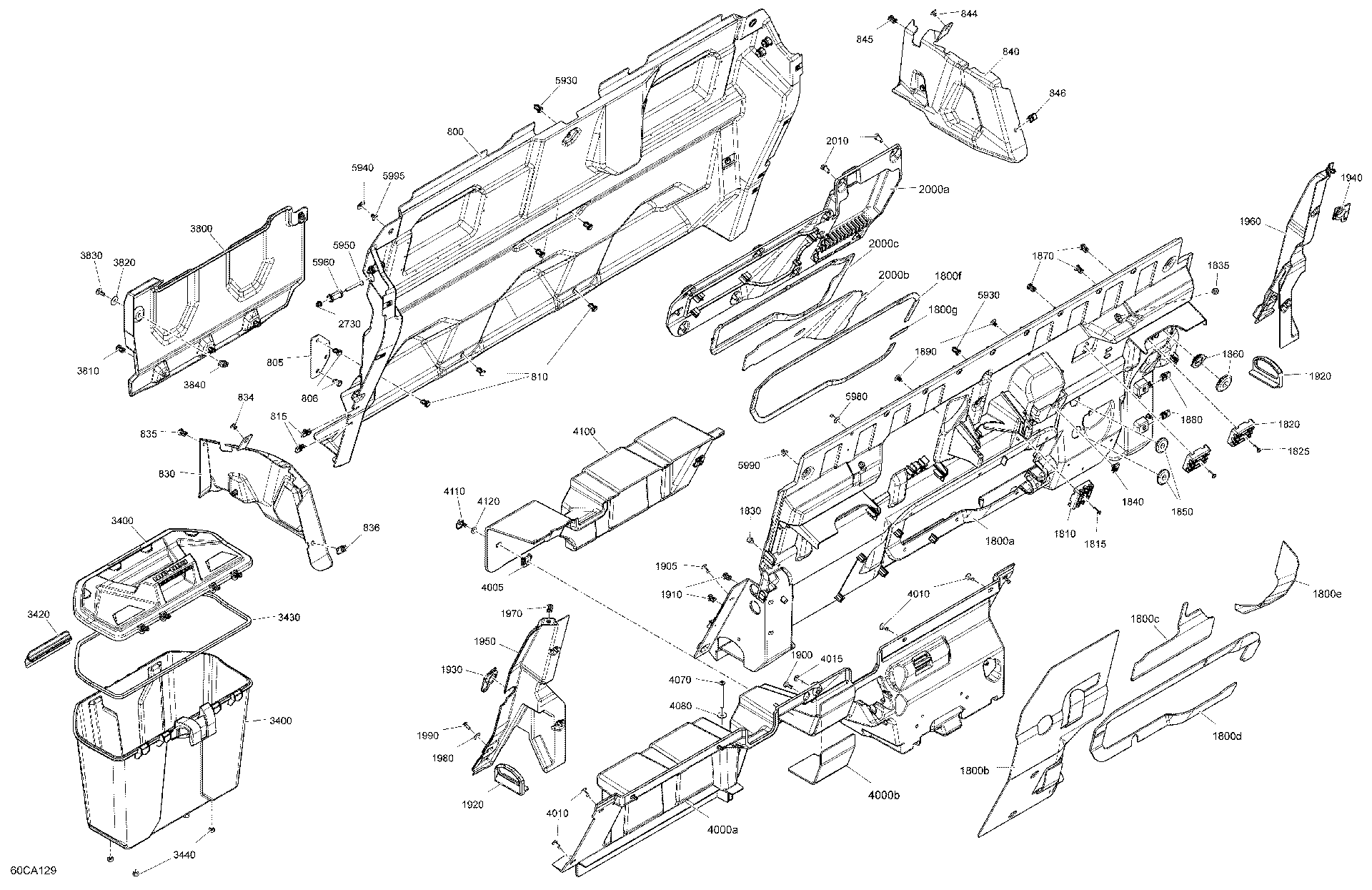 An Image of a Genuine Can-Am Parts Schematic Diagram showing the schematic - CAB INTERIOR - BACK WALL