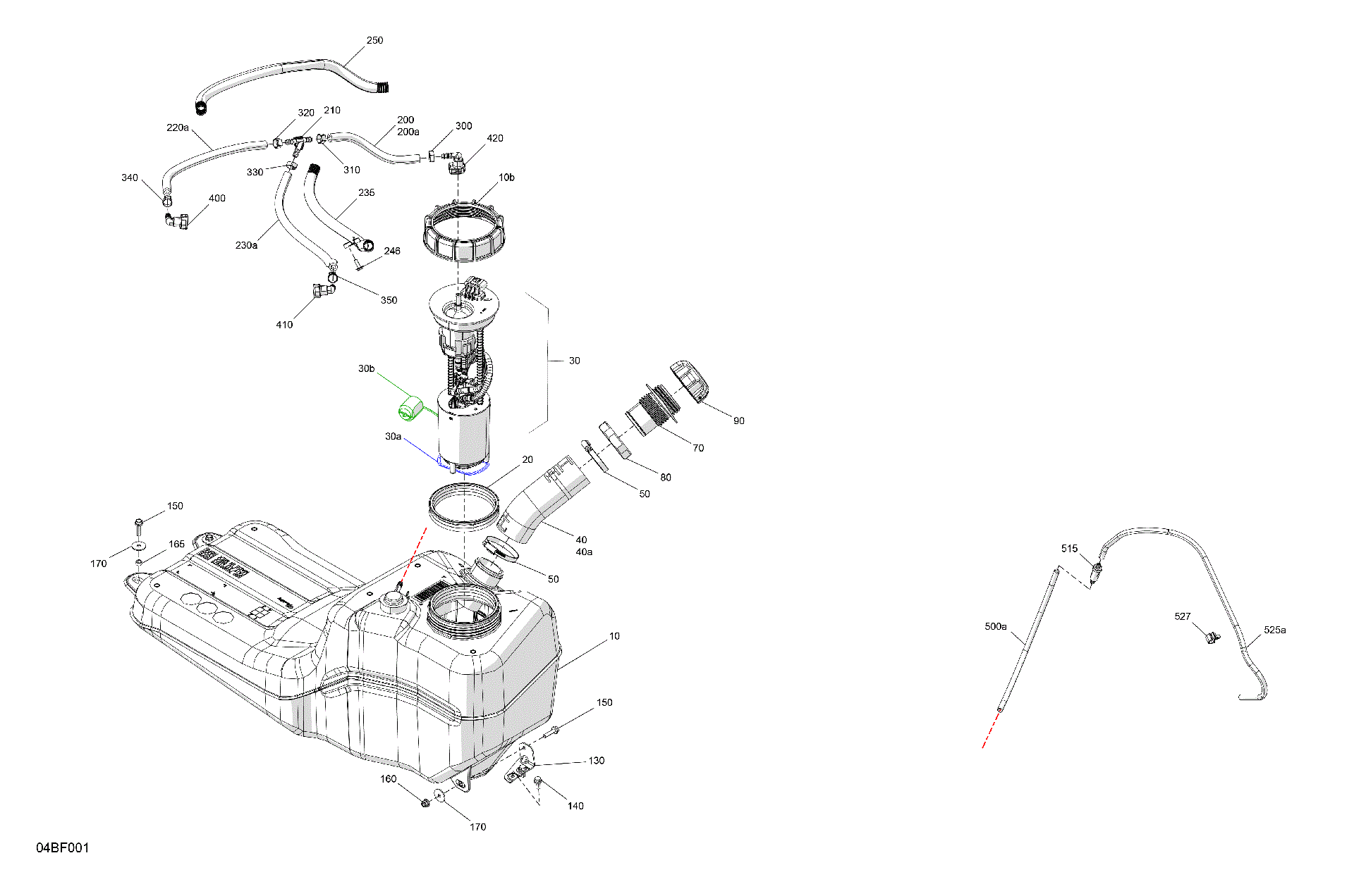 An Image of a Genuine Can-Am Parts Schematic Diagram showing the schematic - ENGINE - FUEL