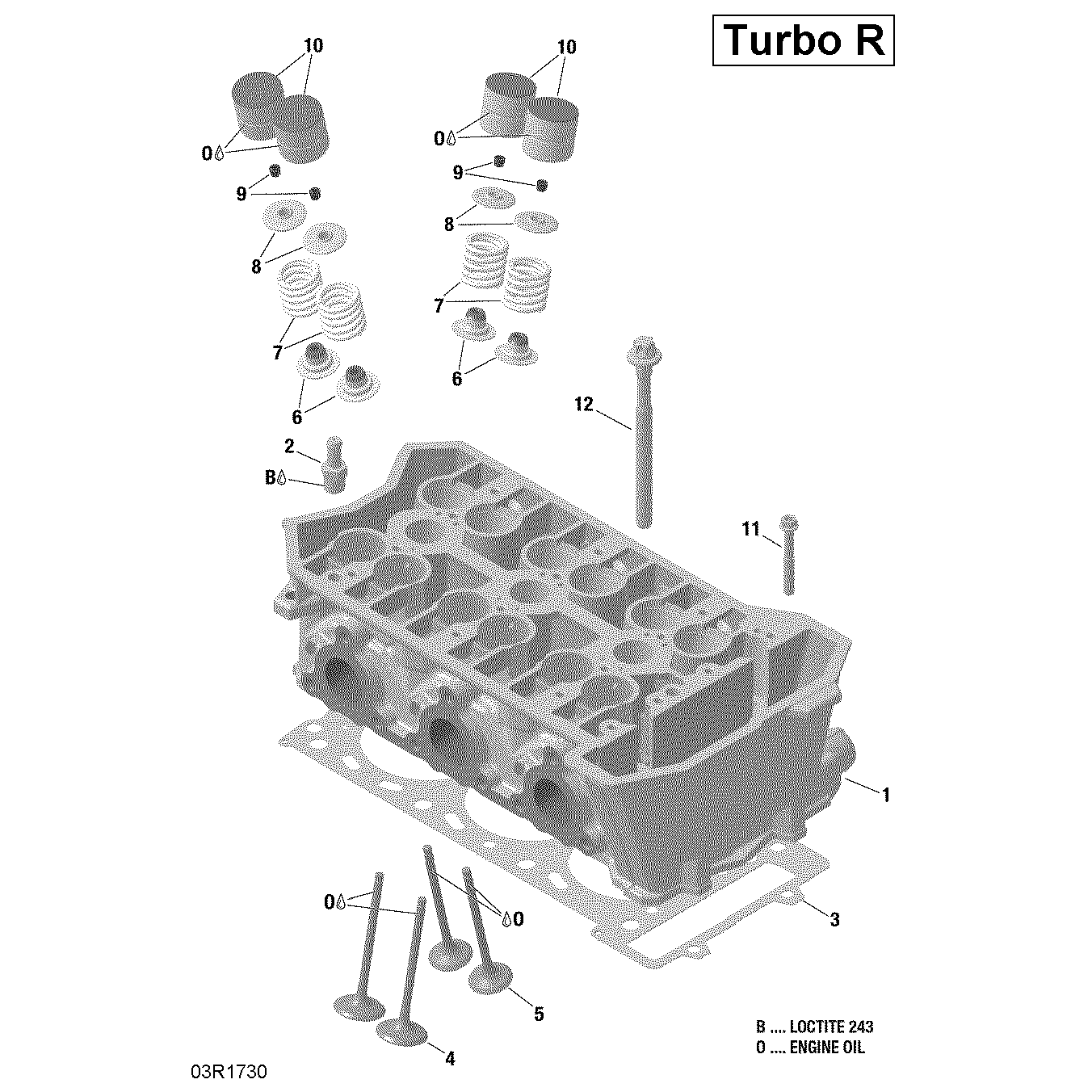 An Image of a Genuine Can-Am Parts Schematic Diagram showing the schematic - CYLINDER HEAD
