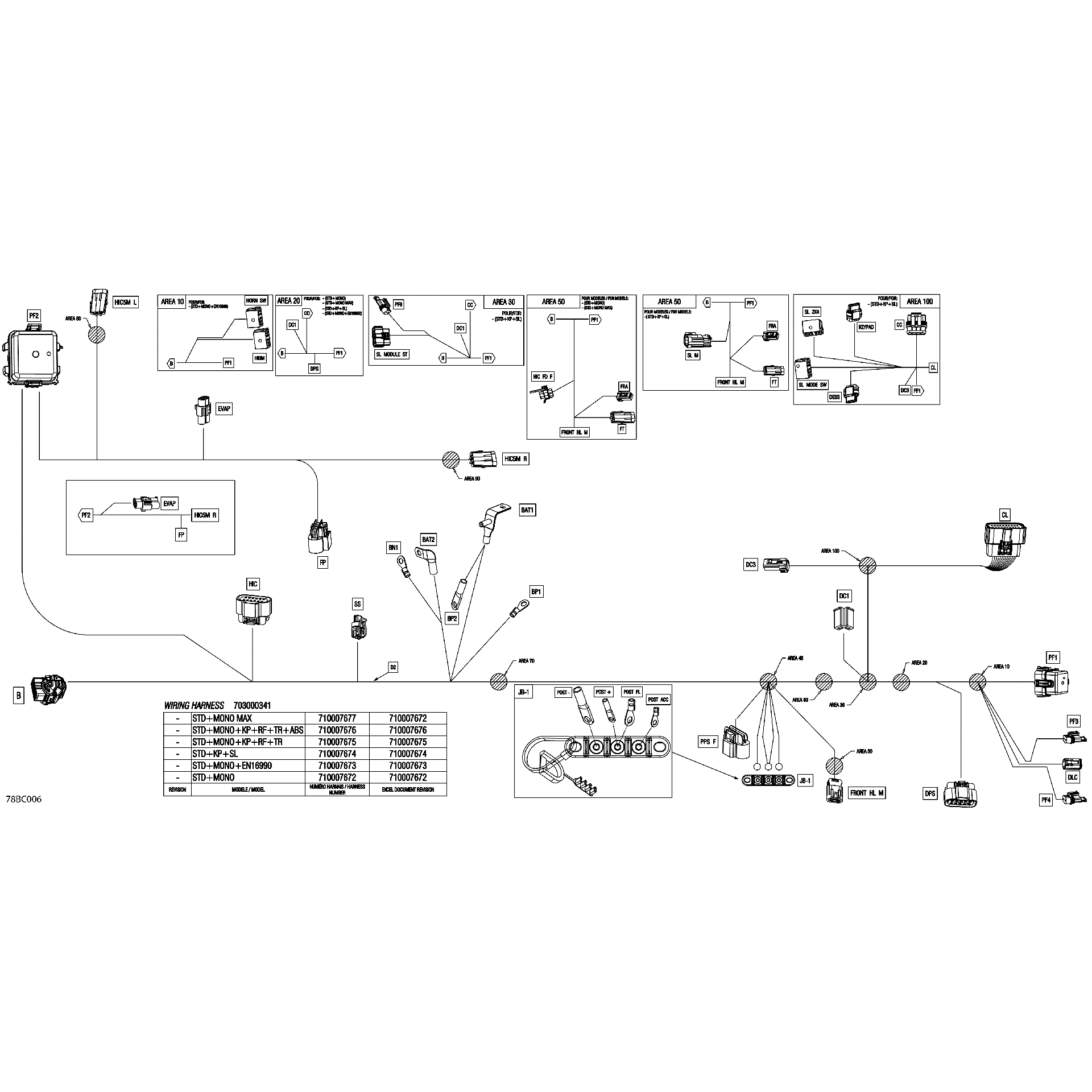 An Image of a Genuine Can-Am Parts Schematic Diagram showing the schematic - ELECTRIC - MAIN HARNESS - 710007674