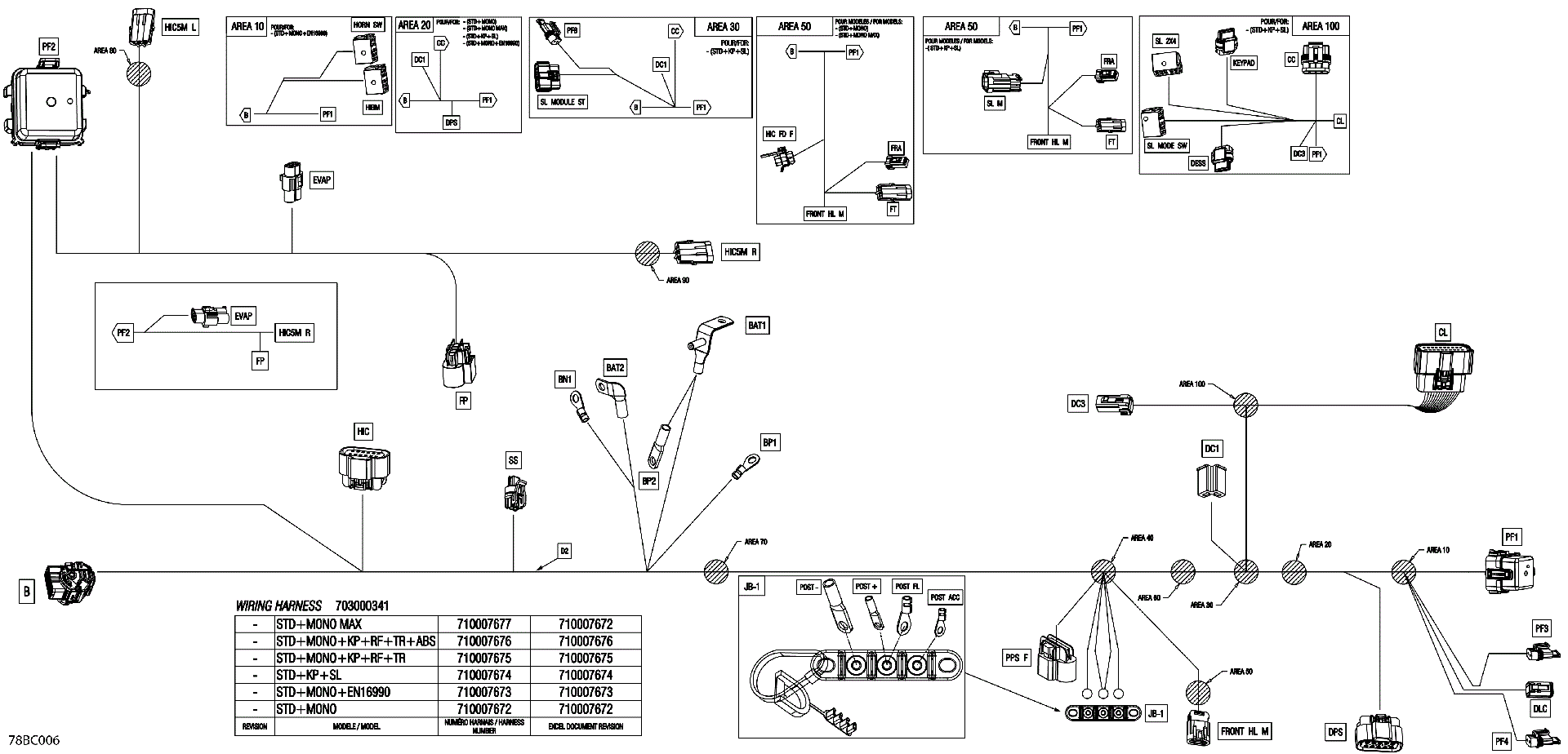 An Image of a Genuine Can-Am Parts Schematic Diagram showing the schematic - ELECTRIC - MAIN HARNESS - 710007674