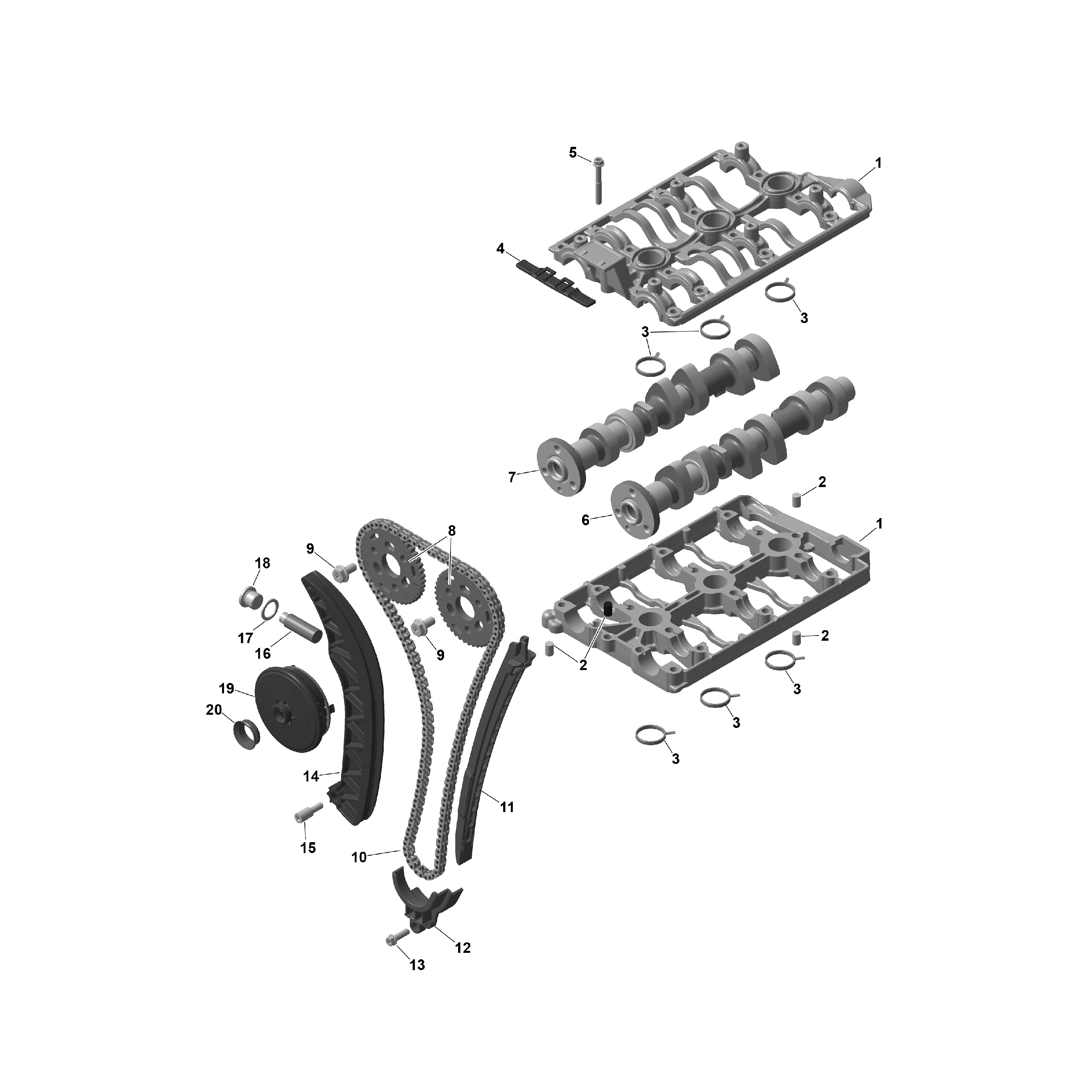 An Image of a Genuine Can-Am Parts Schematic Diagram showing the schematic - ROTAX - VALVE TRAIN