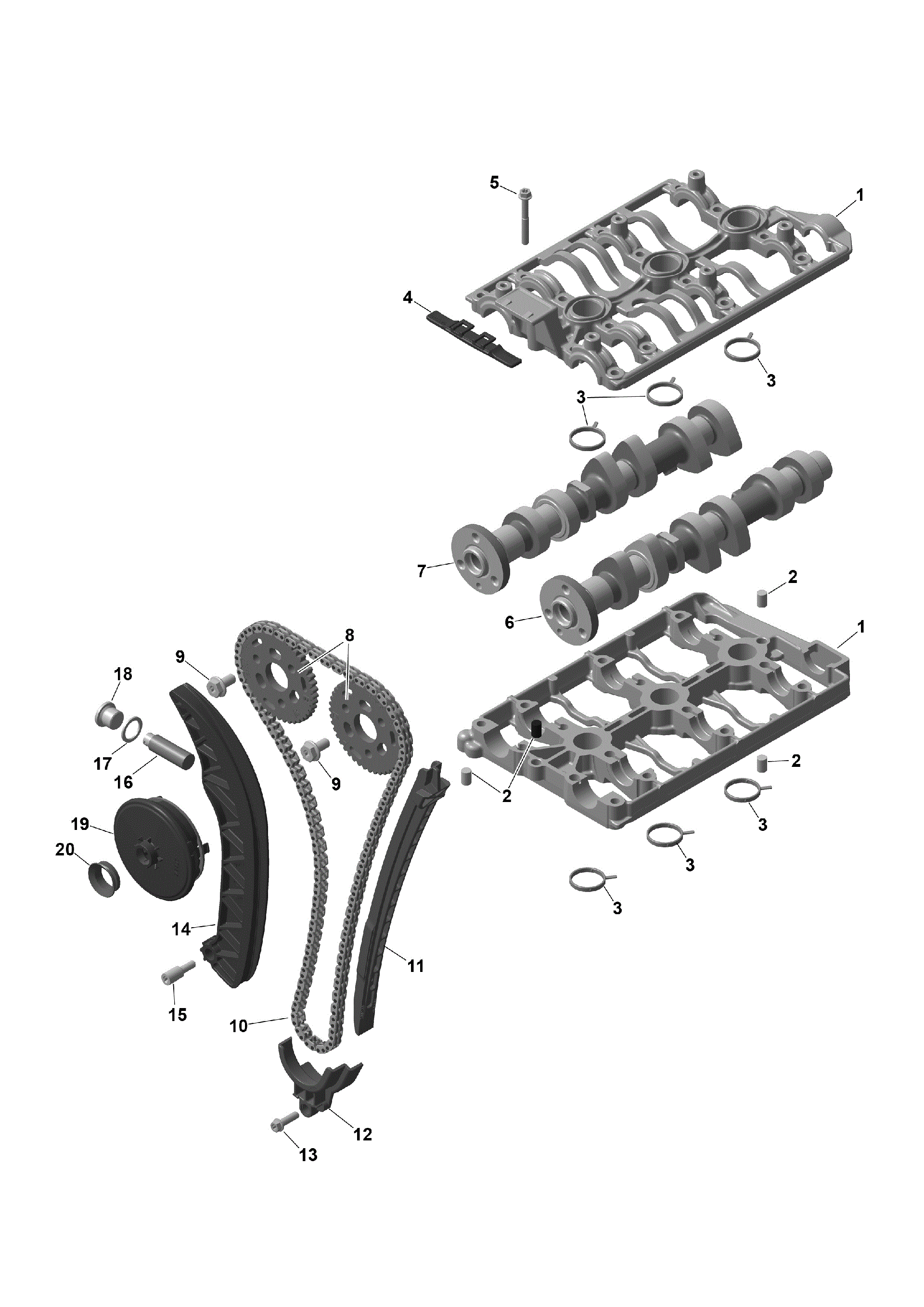An Image of a Genuine Can-Am Parts Schematic Diagram showing the schematic - ROTAX - VALVE TRAIN