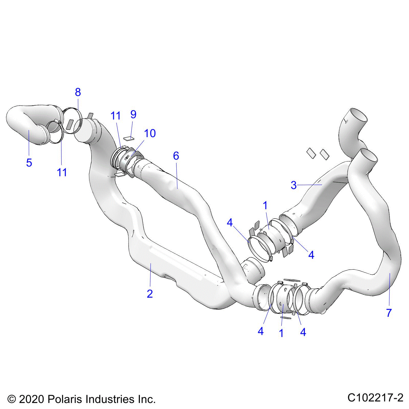 An Image of a Genuine Polaris Parts Schematic Diagram showing the schematic - BODY: CLUTCH DUCTS - 2021 POLARIS SPORTSMAN XP 1000 HIGH LIFTER