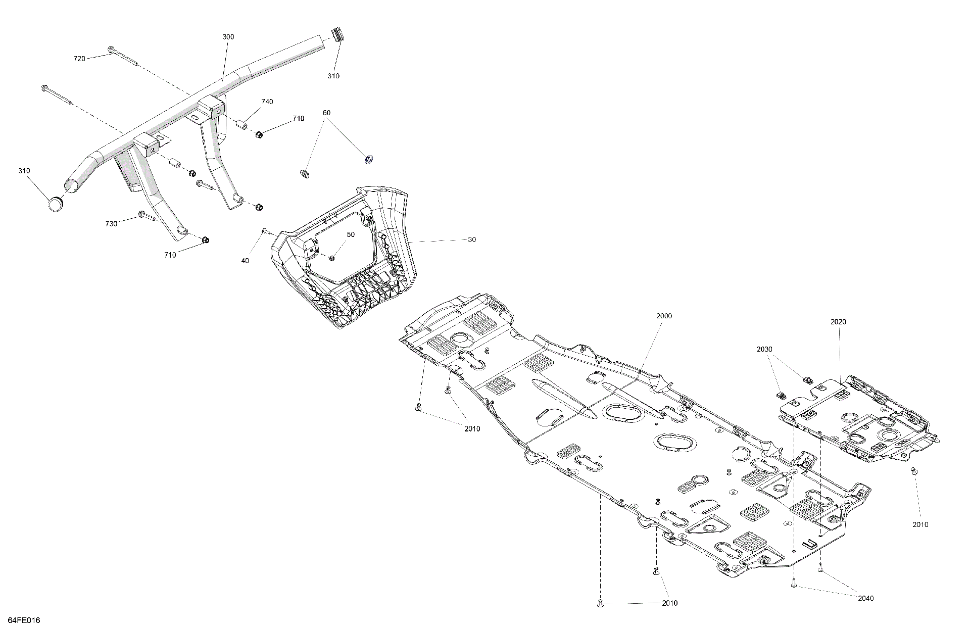 An Image of a Genuine Can-Am Parts Schematic Diagram showing the schematic - BODY - SKID PLATE AND BUMPER