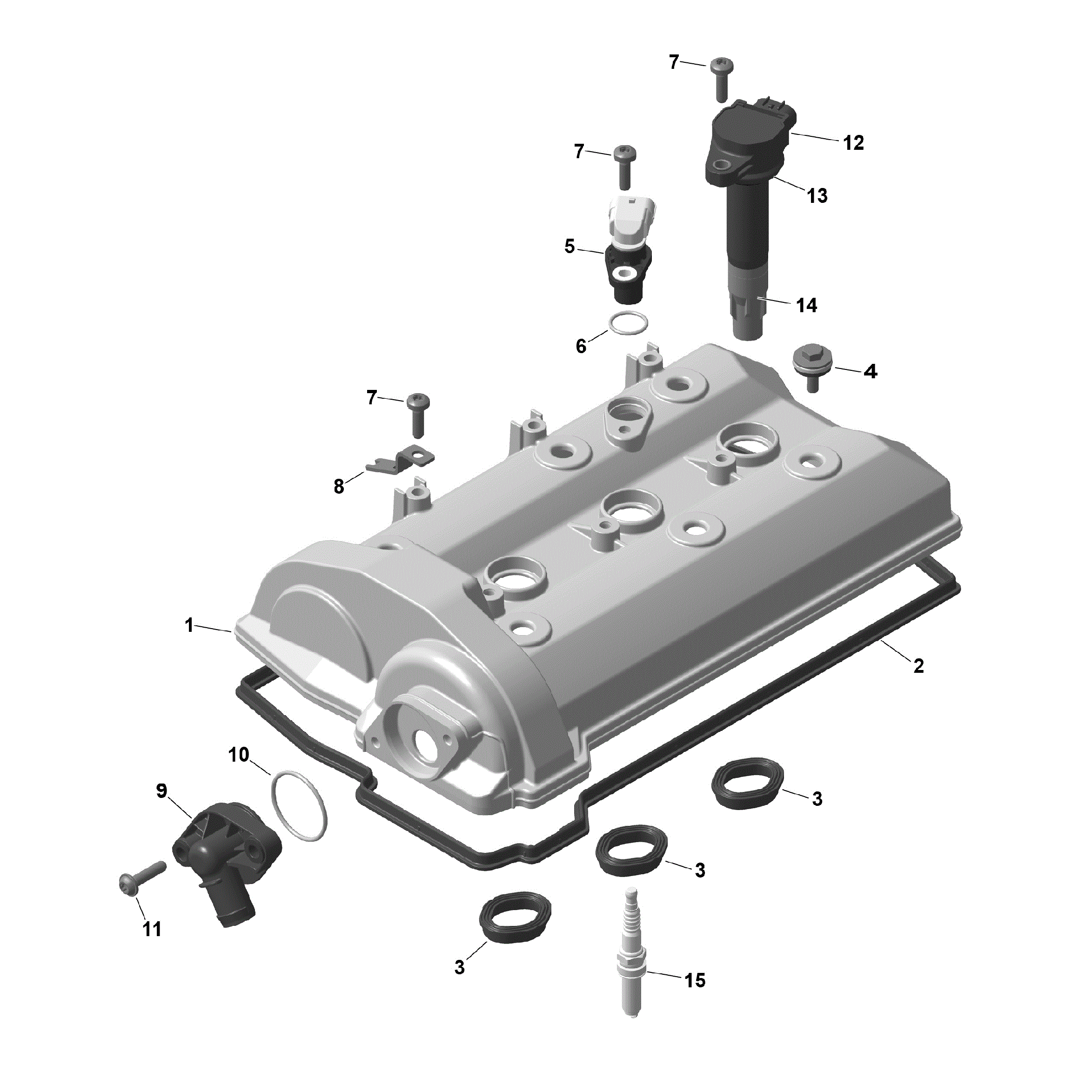 An Image of a Genuine Can-Am Parts Schematic Diagram showing the schematic - ROTAX - VALVE COVER
