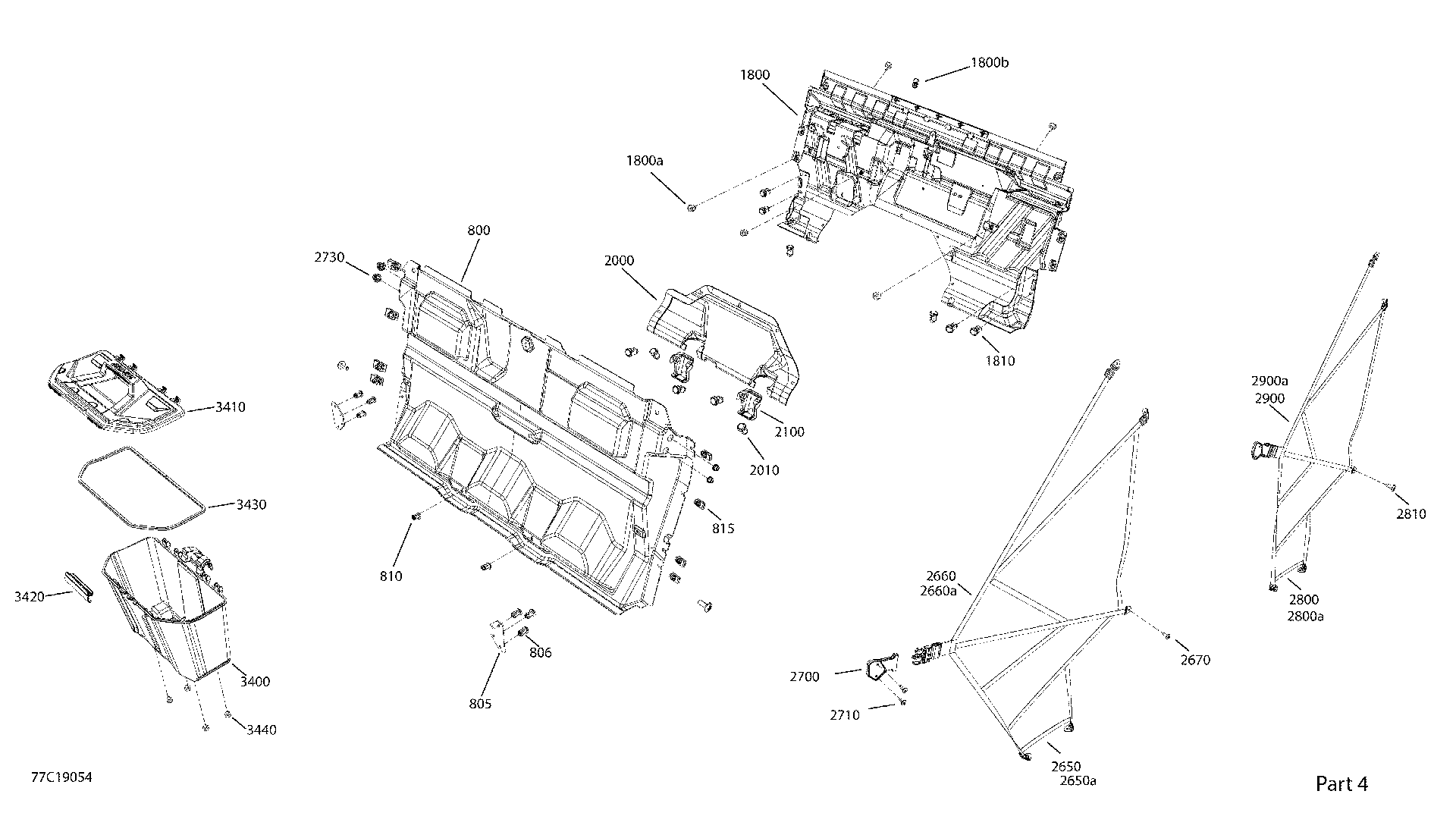 An Image of a Genuine Can-Am Parts Schematic Diagram showing the schematic - CAB INTERIOR - EXCEPT XT CAB - BACK SECTION
