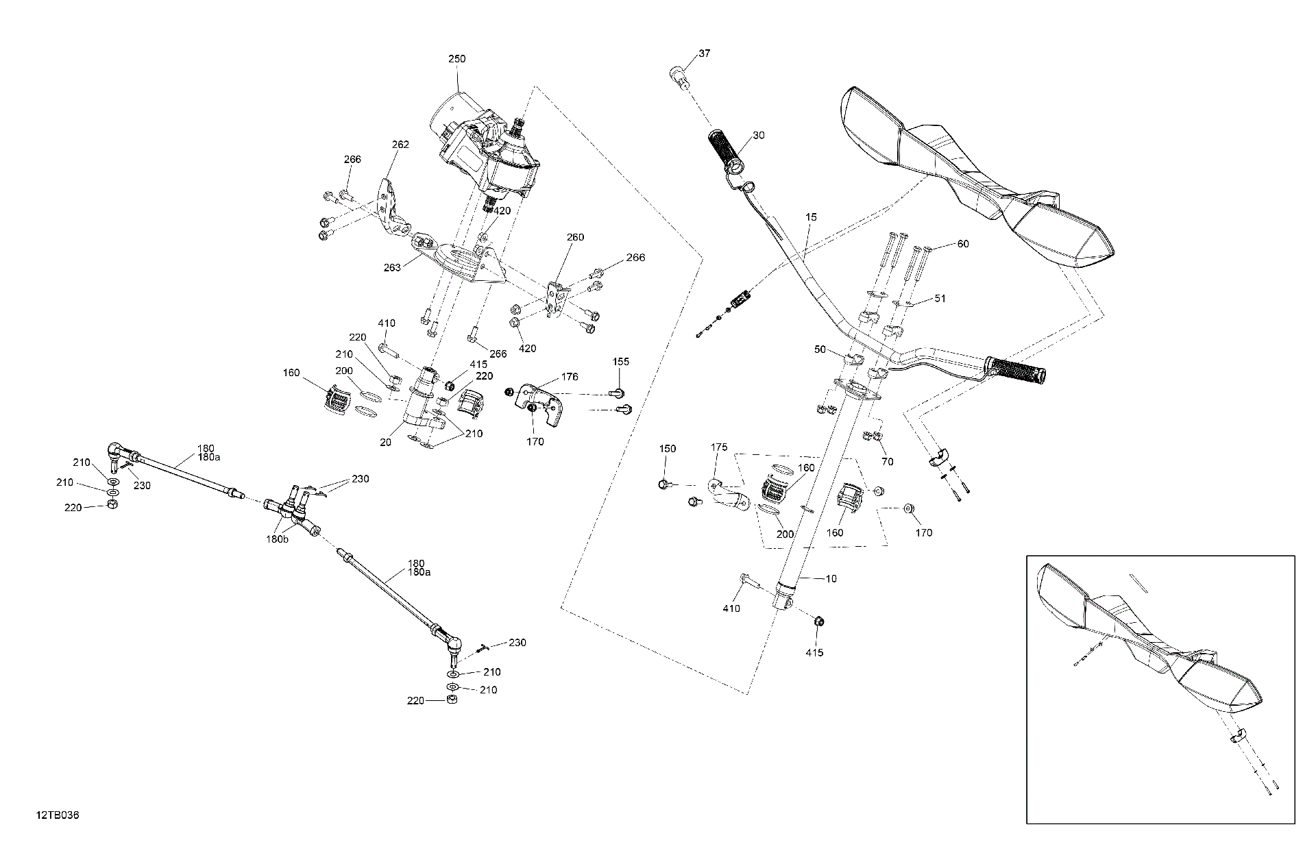 An Image of a Genuine Can-Am Parts Schematic Diagram showing the schematic - MECHANIC - STEERING