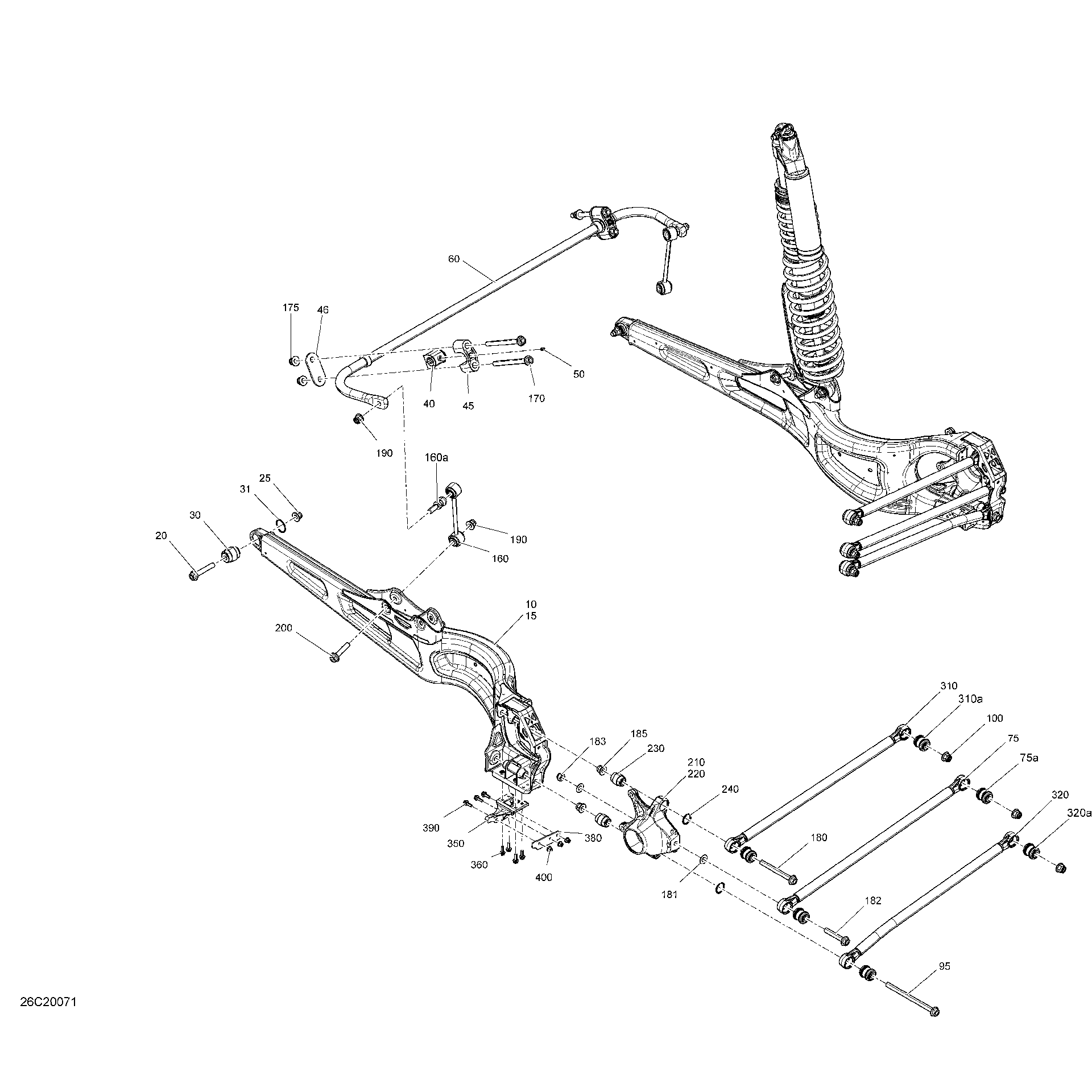An Image of a Genuine Can-Am Parts Schematic Diagram showing the schematic - REAR SUSPENSION - X RS