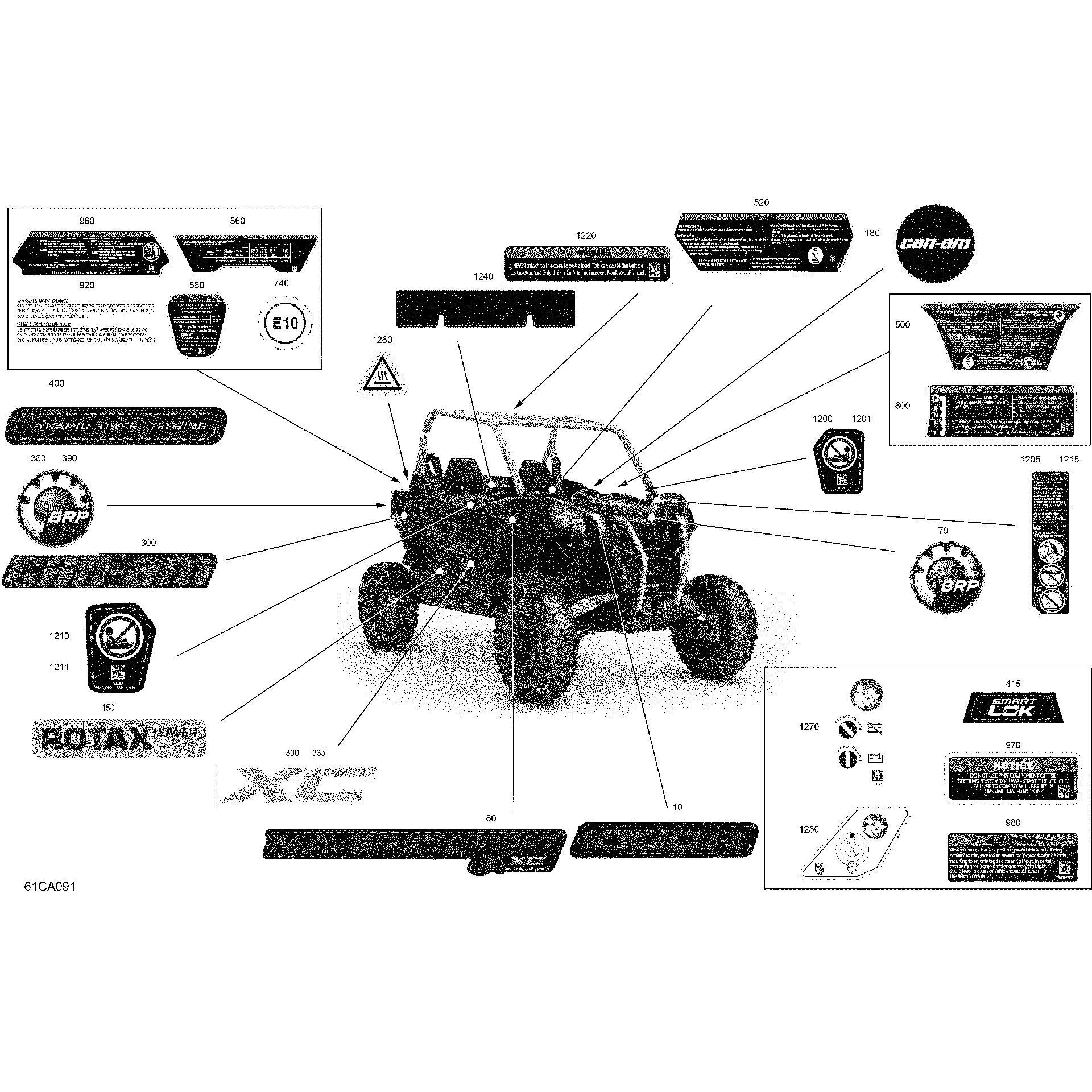 An Image of a Genuine Can-Am Parts Schematic Diagram showing the schematic - BODY - DECALS