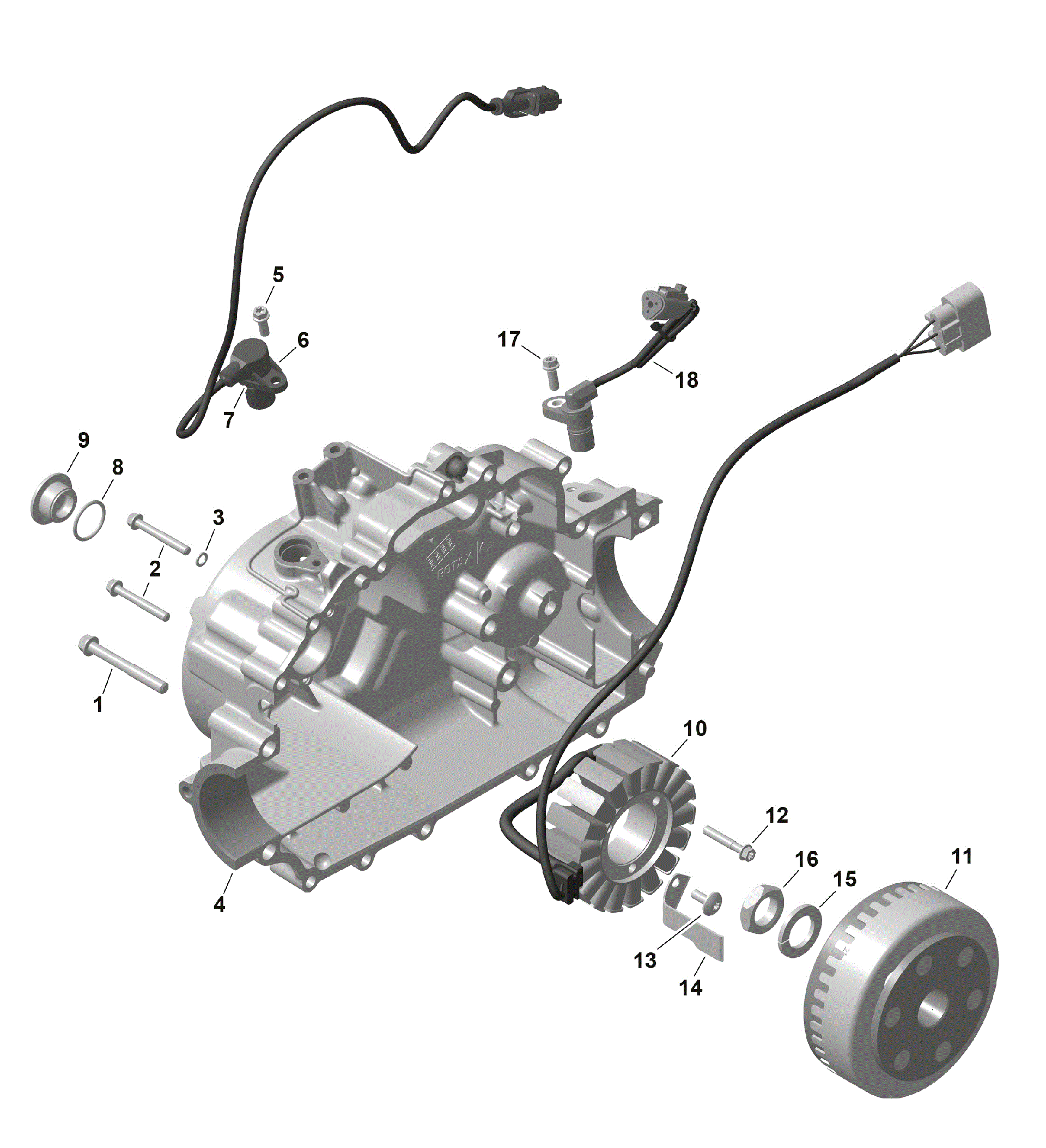 An Image of a Genuine Can-Am Parts Schematic Diagram showing the schematic - ROTAX - MAGNETO AND ELECTRIC STARTER