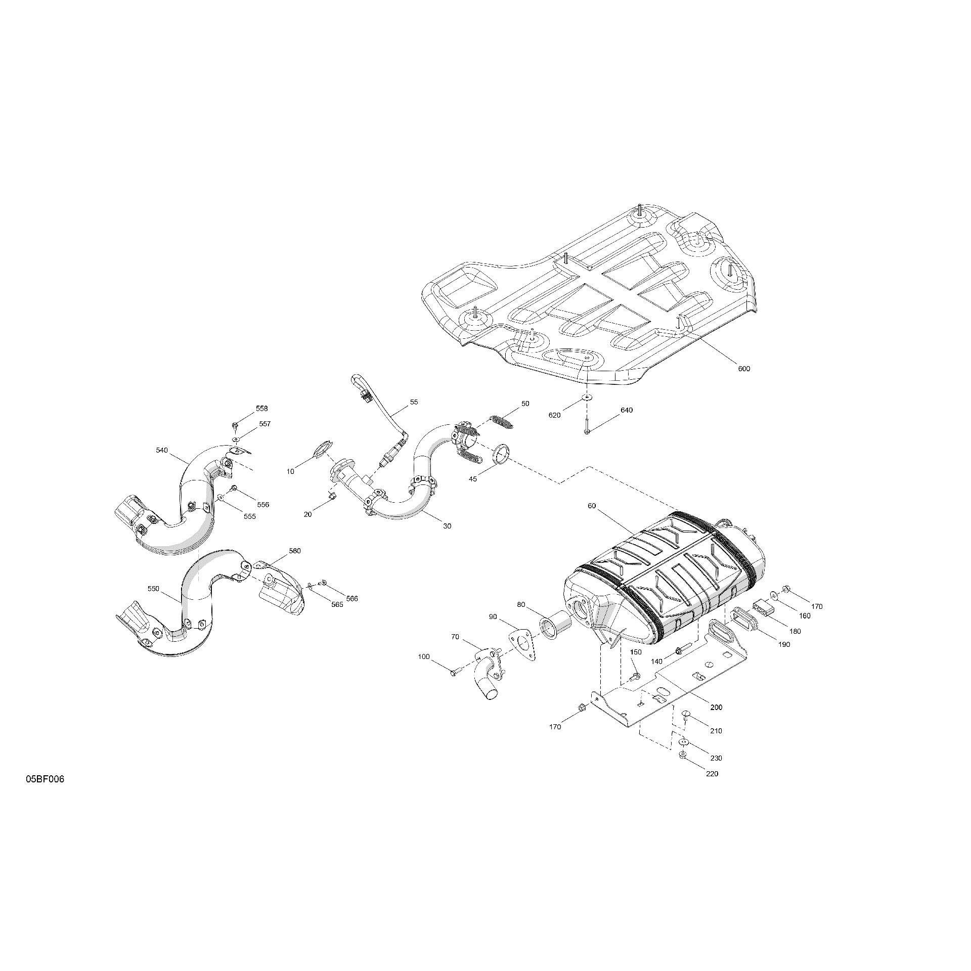 An Image of a Genuine Can-Am Parts Schematic Diagram showing the schematic - ENGINE - EXHAUST