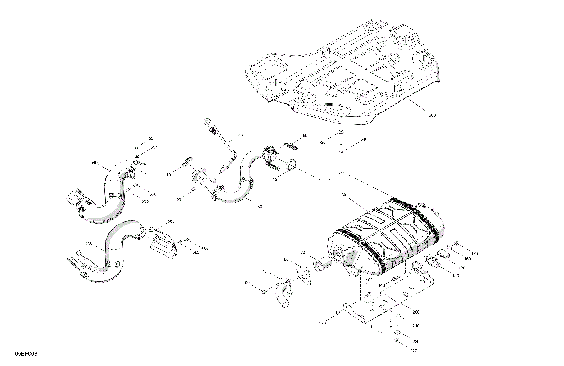 An Image of a Genuine Can-Am Parts Schematic Diagram showing the schematic - ENGINE - EXHAUST