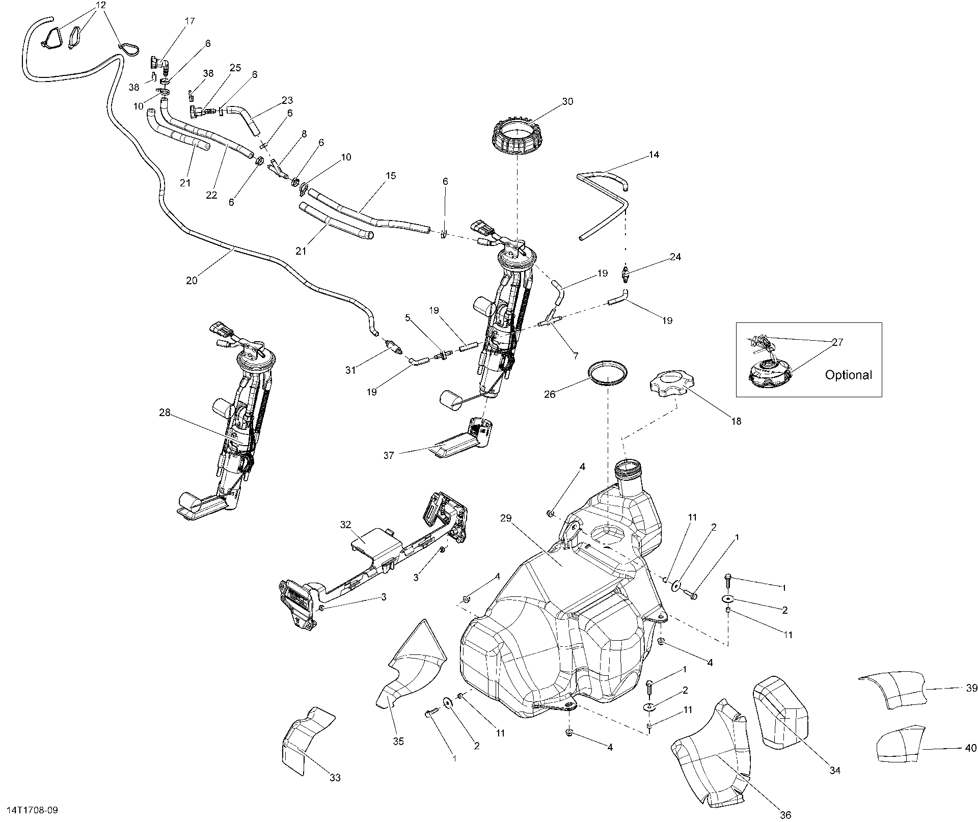 An Image of a Genuine Can-Am Parts Schematic Diagram showing the schematic - FUEL SYSTEM