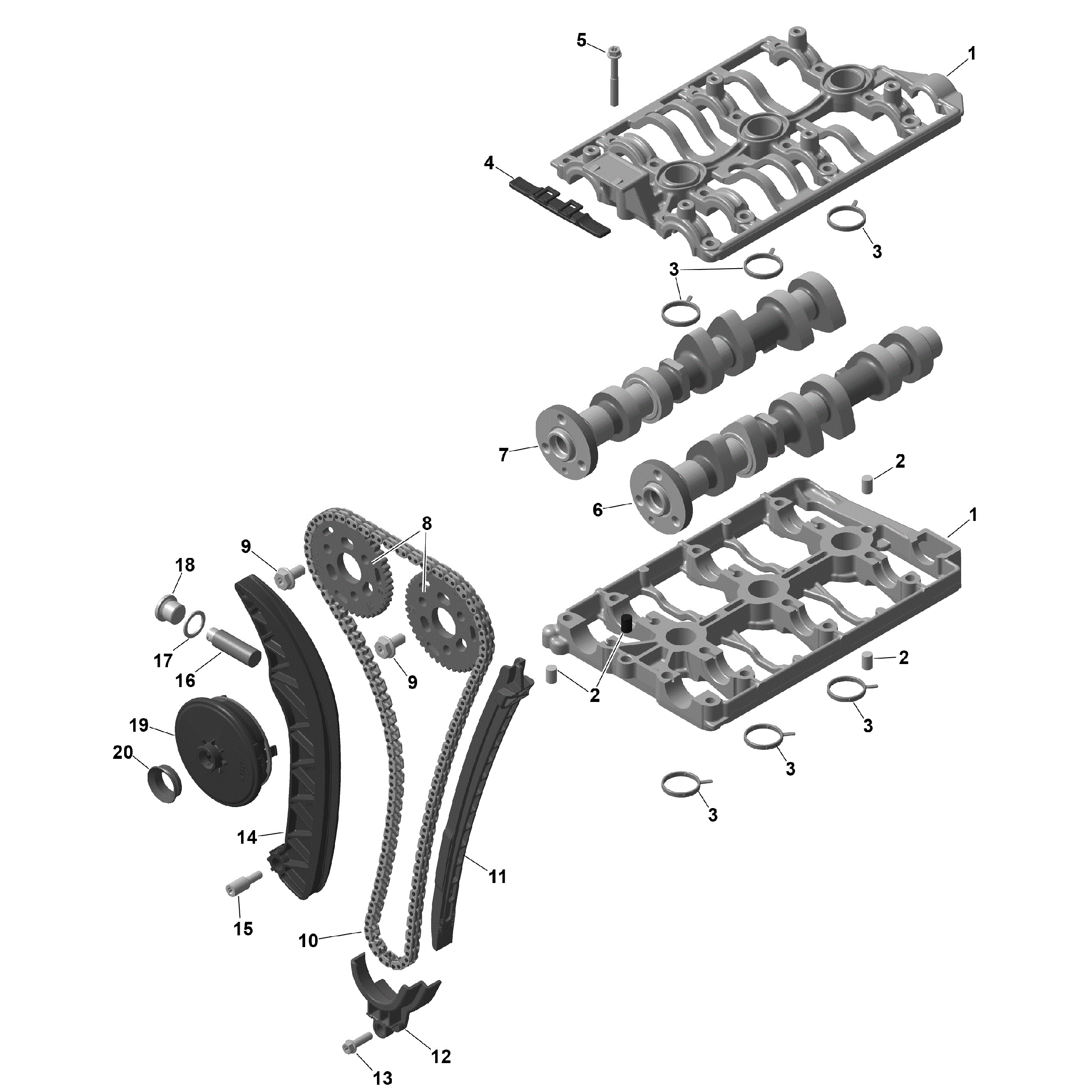 An Image of a Genuine Can-Am Parts Schematic Diagram showing the schematic - ROTAX - VALVE TRAIN
