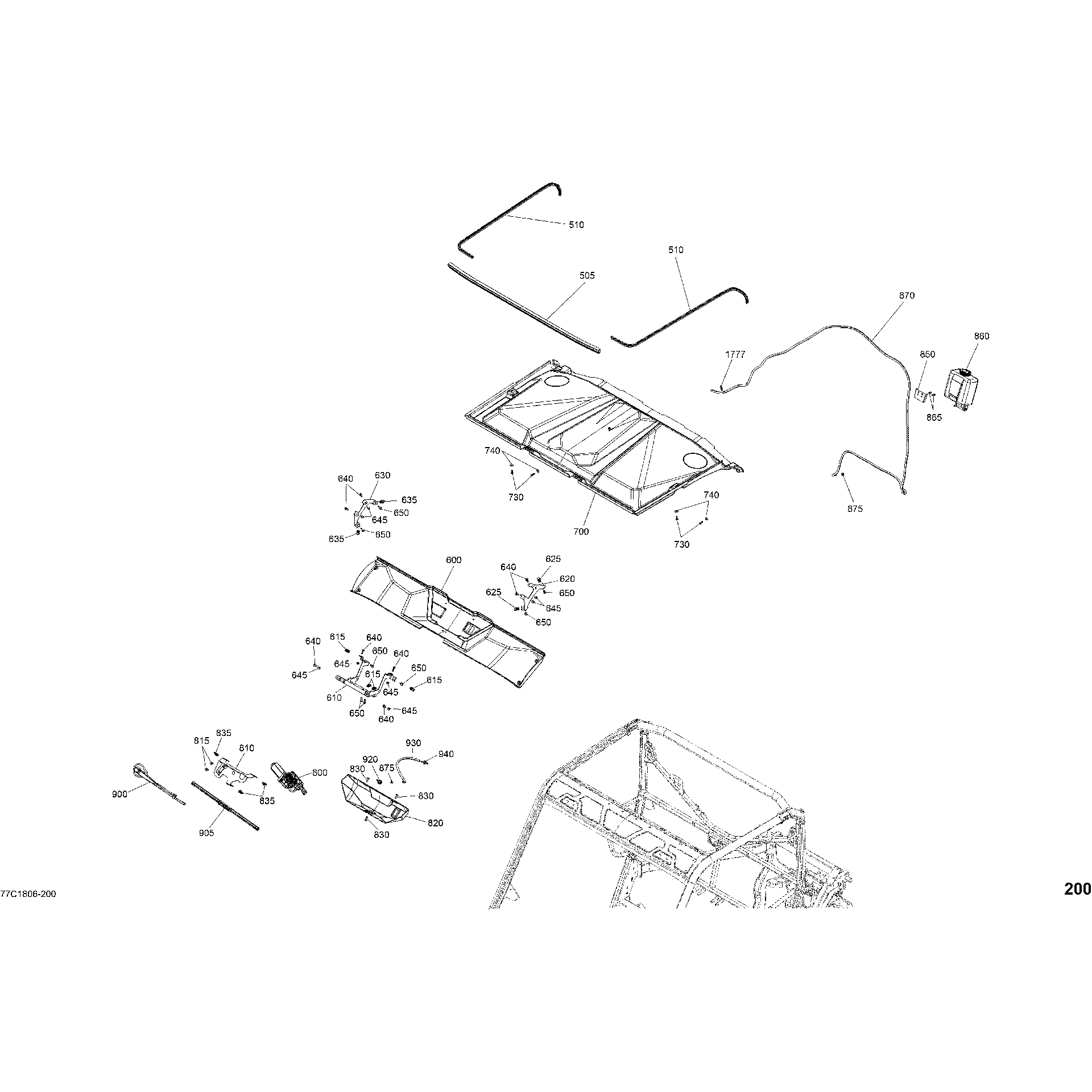 An Image of a Genuine Can-Am Parts Schematic Diagram showing the schematic - CAB INTERIOR - ROOF
