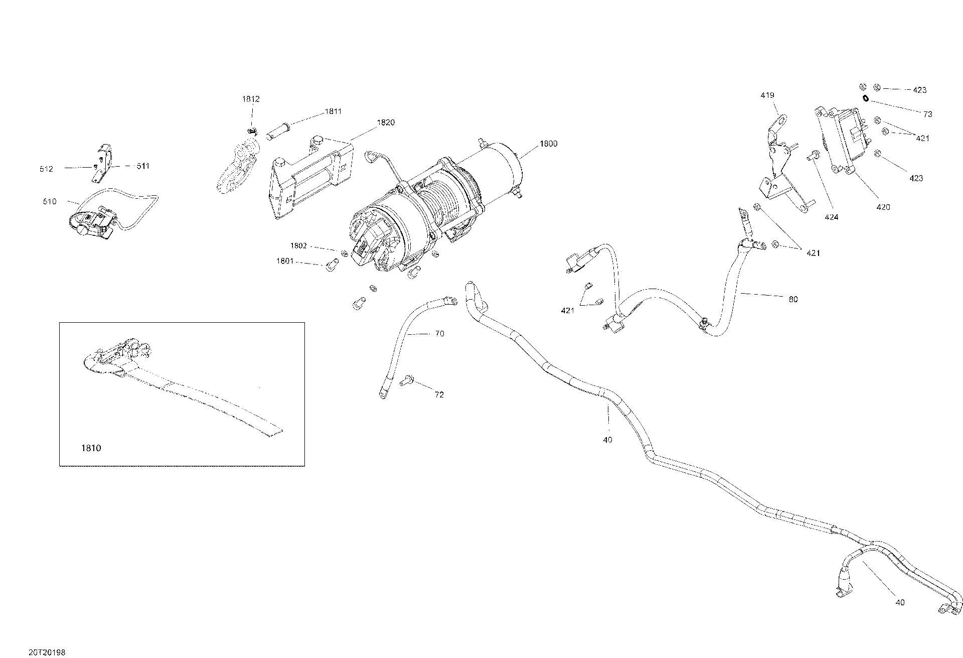 An Image of a Genuine Can-Am Parts Schematic Diagram showing the schematic - ELECTRICAL SYSTEM - WINCH
