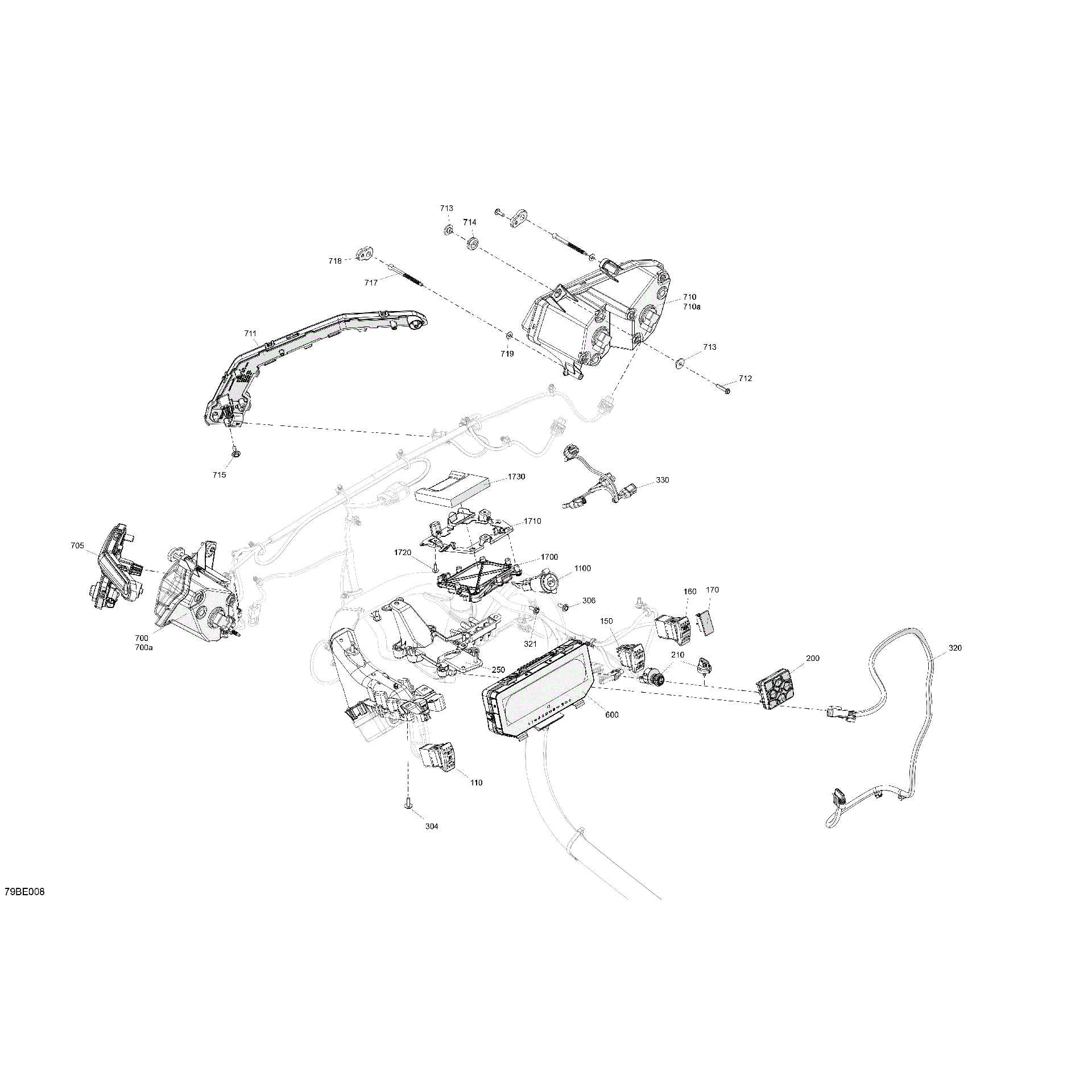 An Image of a Genuine Can-Am Parts Schematic Diagram showing the schematic - ELECTRIC - FRONT SECTION
