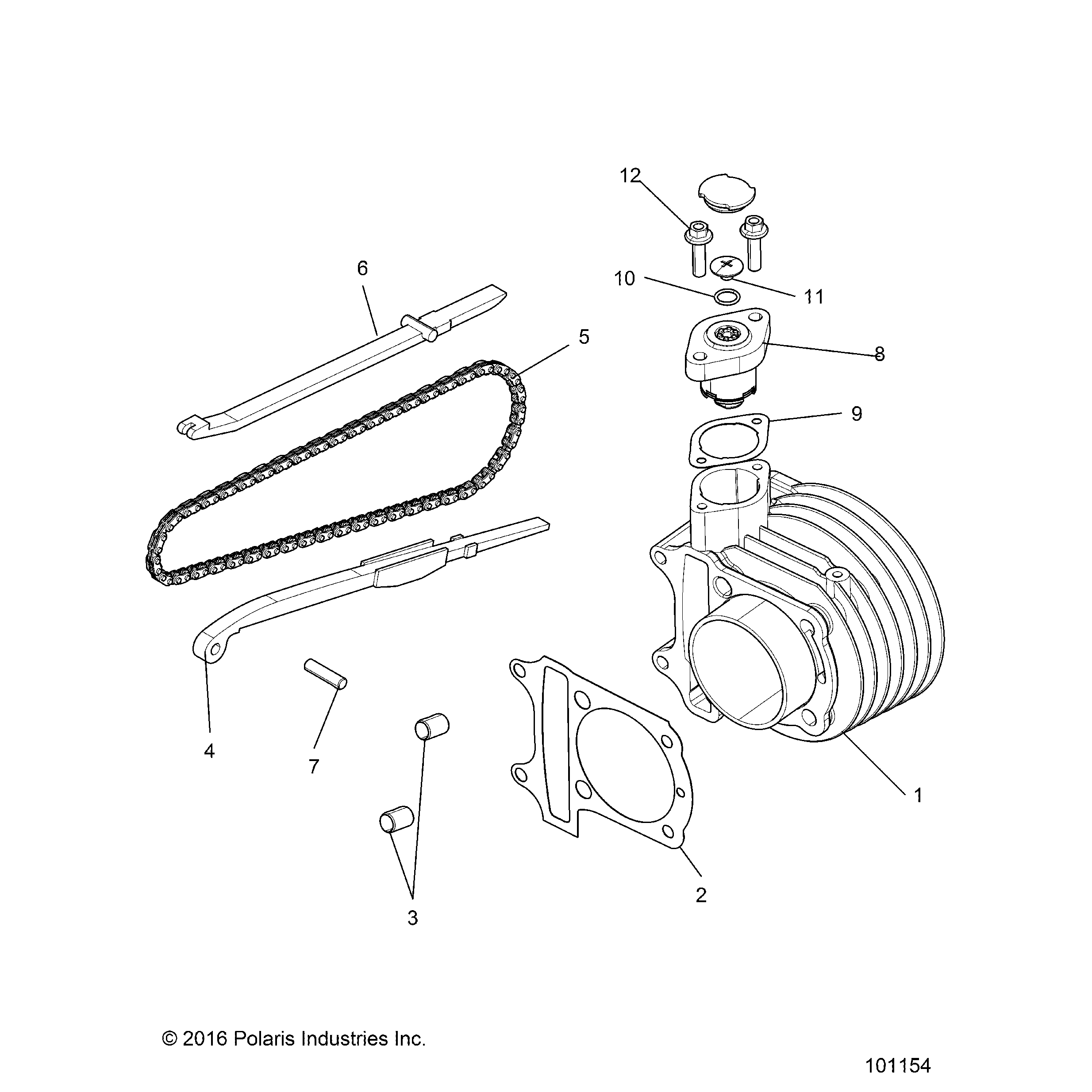 An Image of a Genuine Polaris Parts Schematic Diagram showing the schematic - ENGINE: CYLINDER COMP - 2017 POLARIS ACE 150