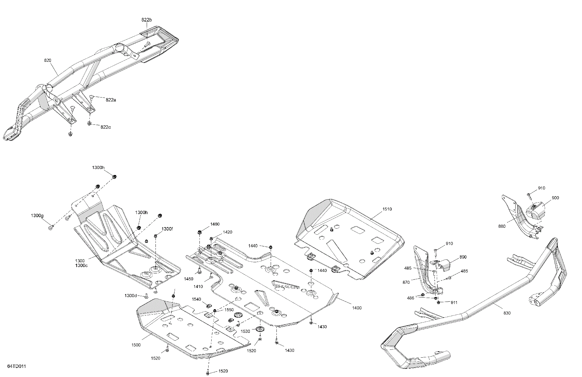An Image of a Genuine Can-Am Parts Schematic Diagram showing the schematic - BODY - SKID PLATE AND BUMPER
