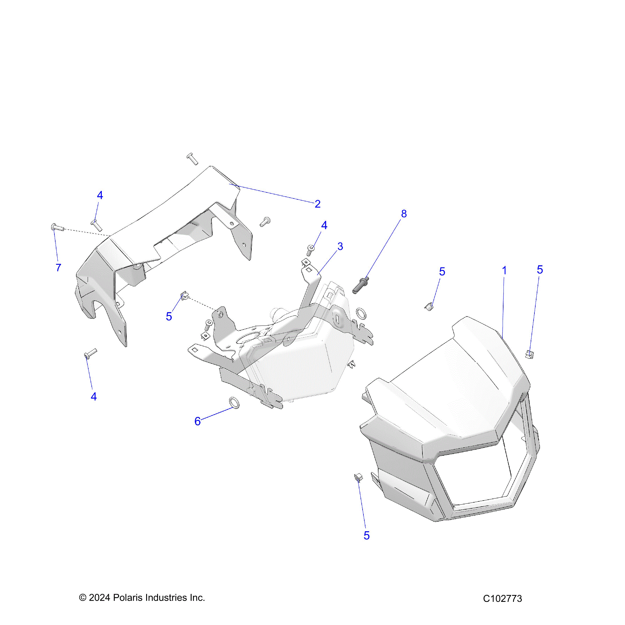 An Image of a Genuine Polaris Parts Schematic Diagram showing the schematic - BODY: HEADLIGHT POD - 2026 POLARIS SPORTSMAN 570