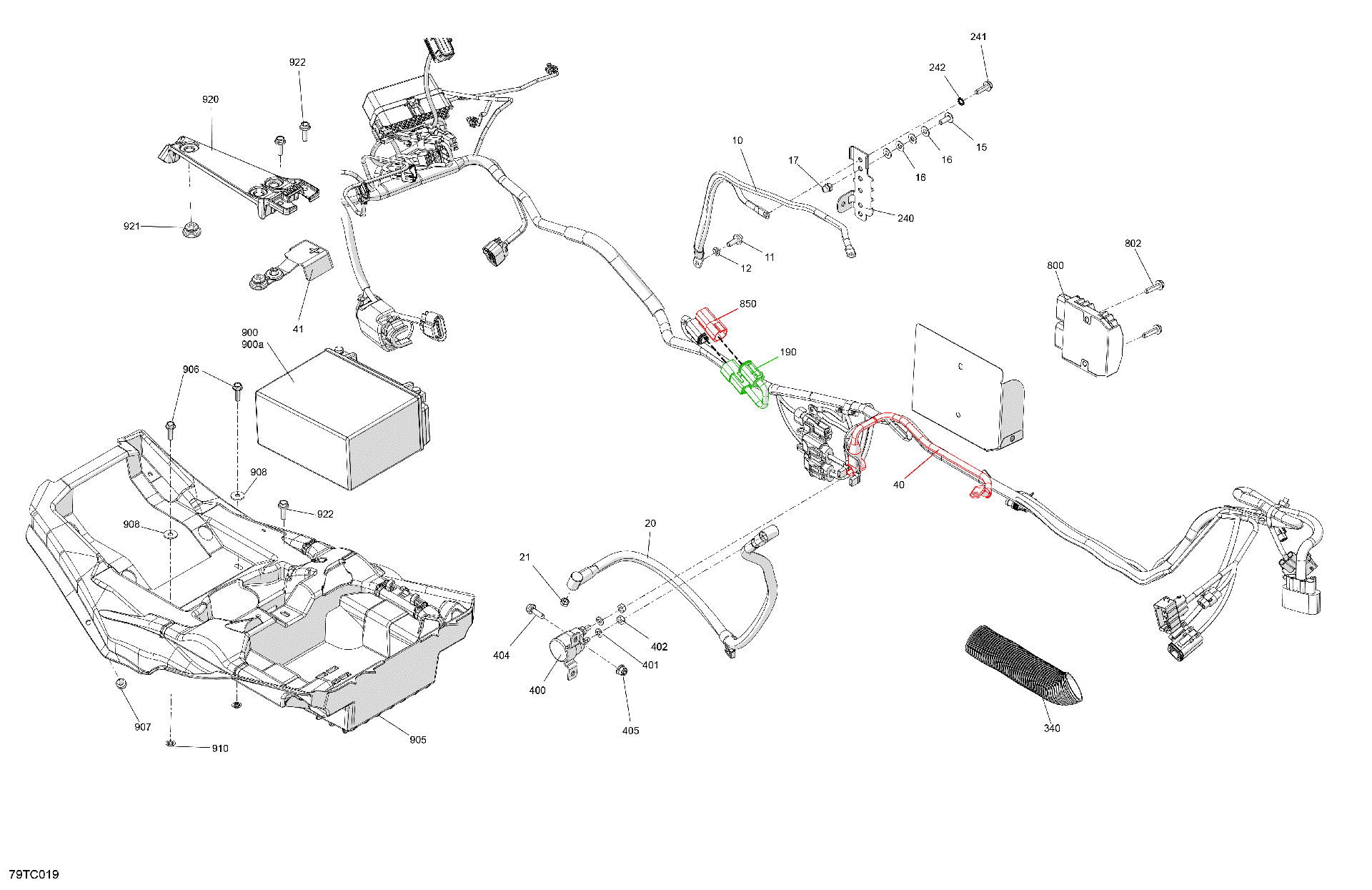 An Image of a Genuine Can-Am Parts Schematic Diagram showing the schematic - ELECTRIC - REAR SECTION