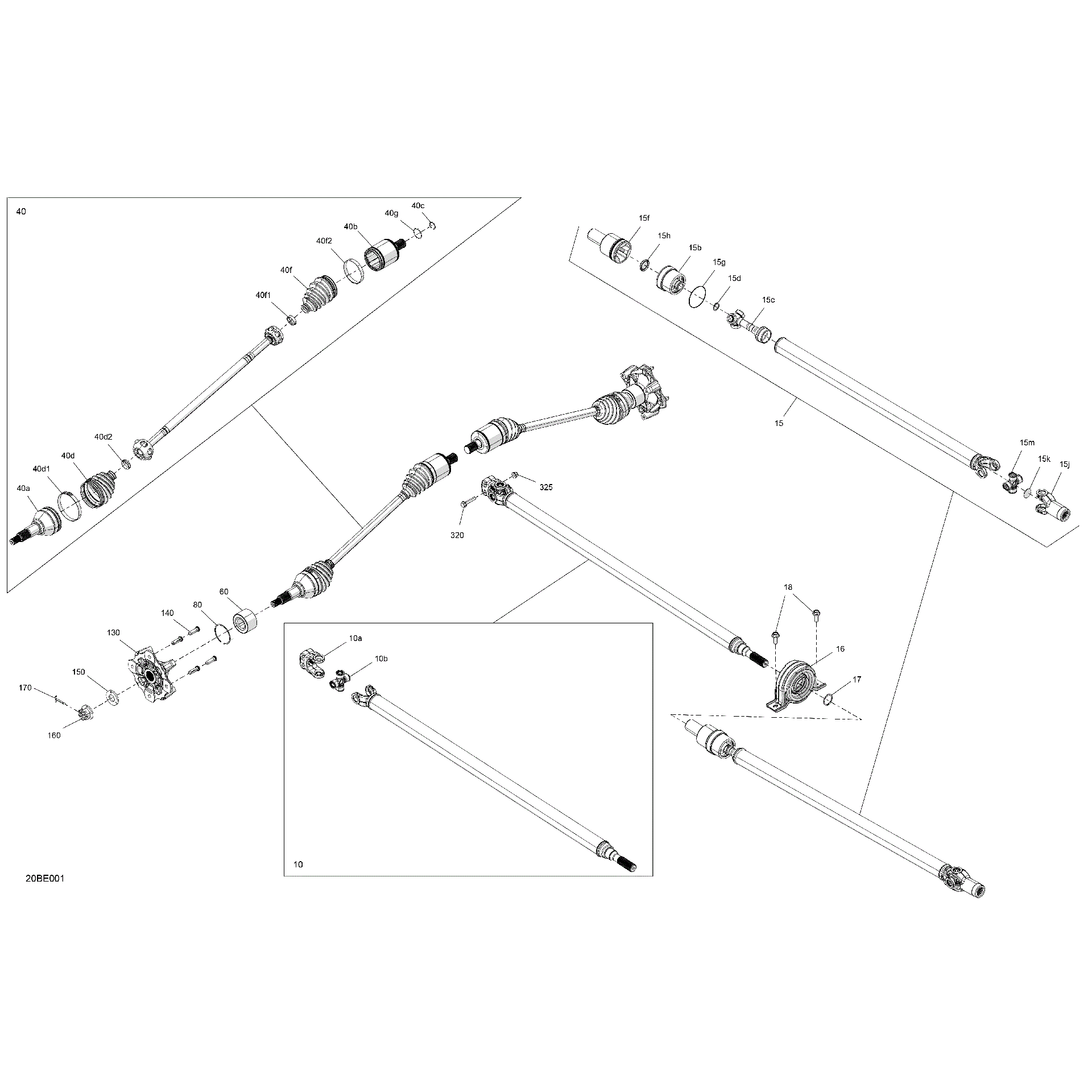 An Image of a Genuine Can-Am Parts Schematic Diagram showing the schematic - DRIVE - FRONT - COMMON PARTS