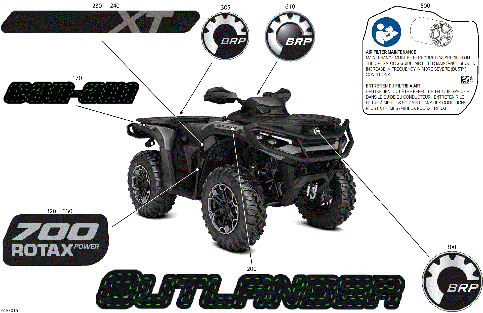 An Image of a Genuine Can-Am Parts Schematic Diagram showing the schematic - BODY - FEATURE DECALS