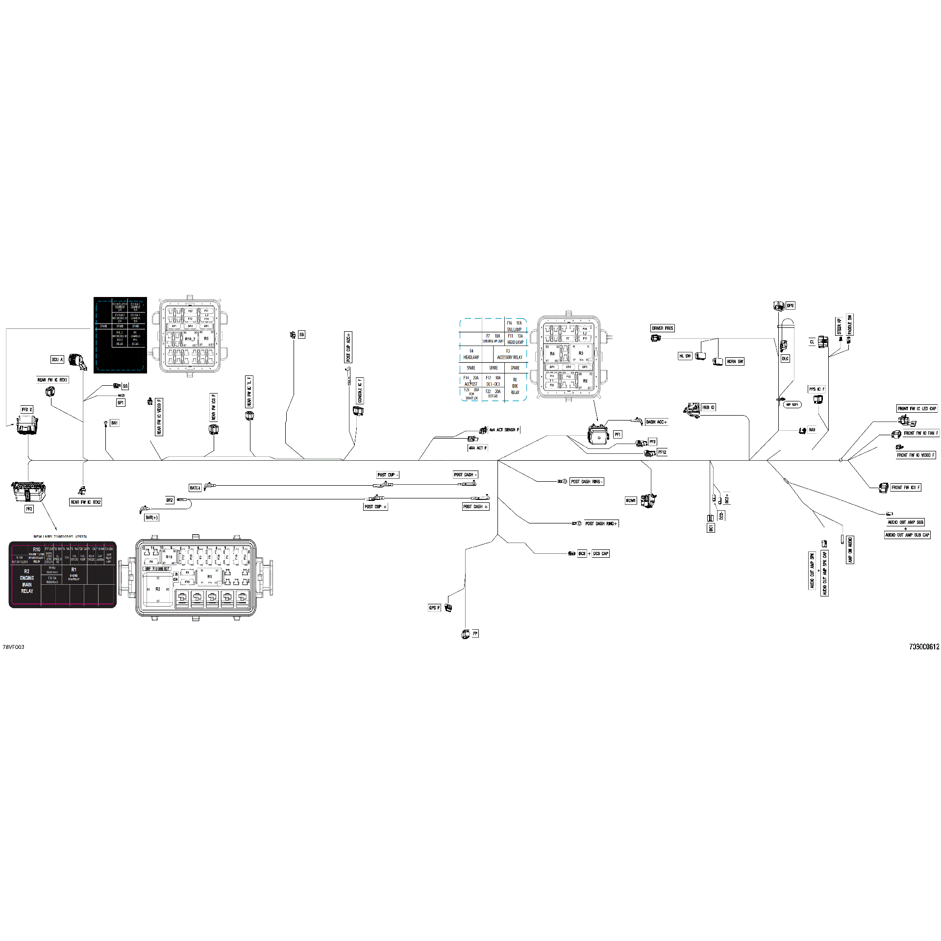 An Image of a Genuine Can-Am Parts Schematic Diagram showing the schematic - ELECTRIC - MAIN HARNESS - 710010715
