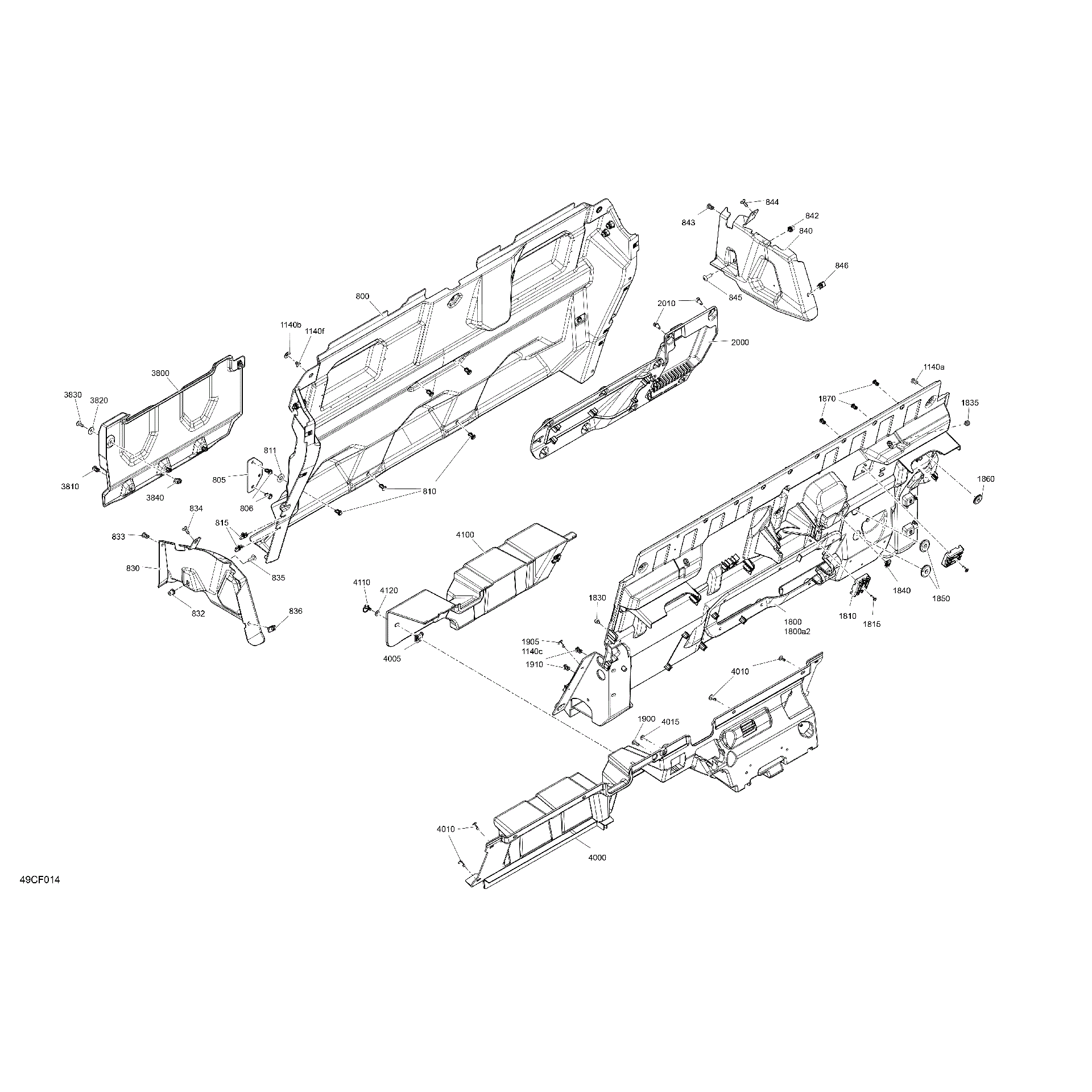 An Image of a Genuine Can-Am Parts Schematic Diagram showing the schematic - CAB INTERIOR - BACK WALL
