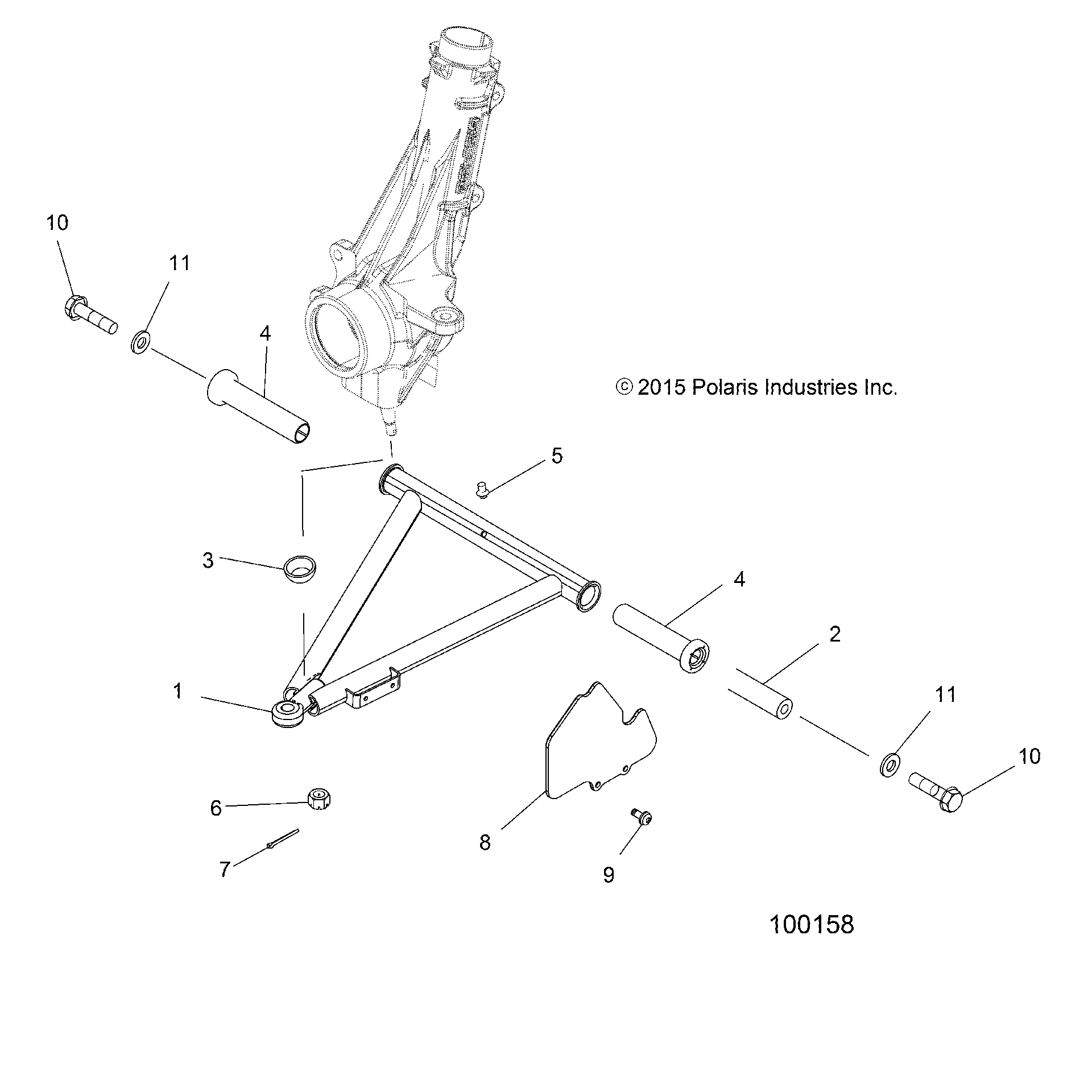 An Image of a Genuine Polaris Parts Schematic Diagram showing the schematic - SUSPENSION: A-ARM and STRUT MOUNTING - 2016 POLARIS ACE 325 EFI