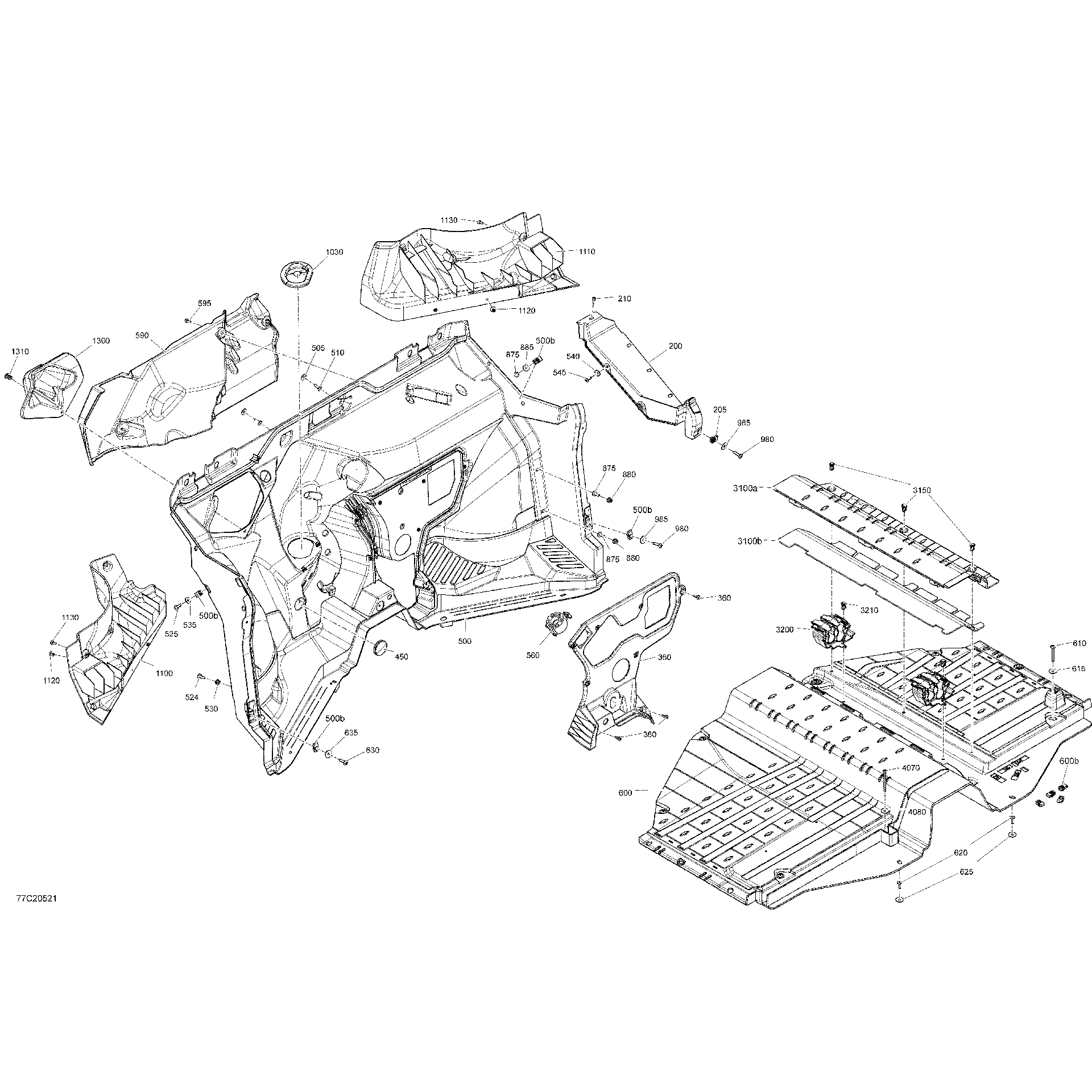 An Image of a Genuine Can-Am Parts Schematic Diagram showing the schematic - CAB INTERIOR - FIRE WALL
