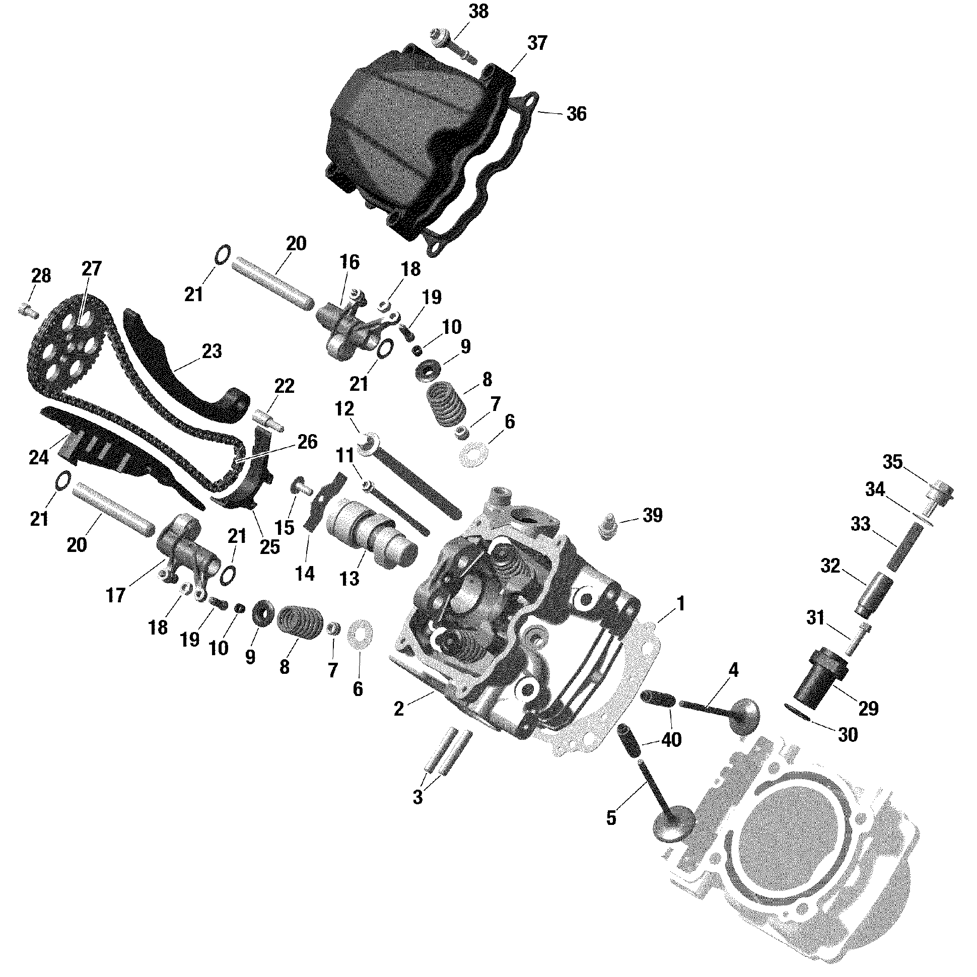 An Image of a Genuine Can-Am Parts Schematic Diagram showing the schematic - ENGINE - CYLINDER HEAD FRONT - HD10