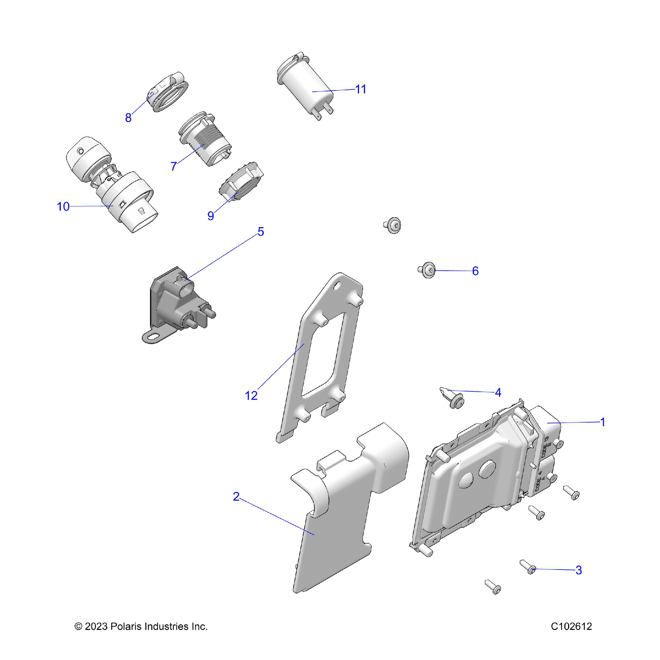 An Image of a Genuine Polaris Parts Schematic Diagram showing the schematic - ELECTRICAL: SWITCHES SENSORS and ECM - 2026 POLARIS SPORTSMAN TOURING 570 PREMIUM