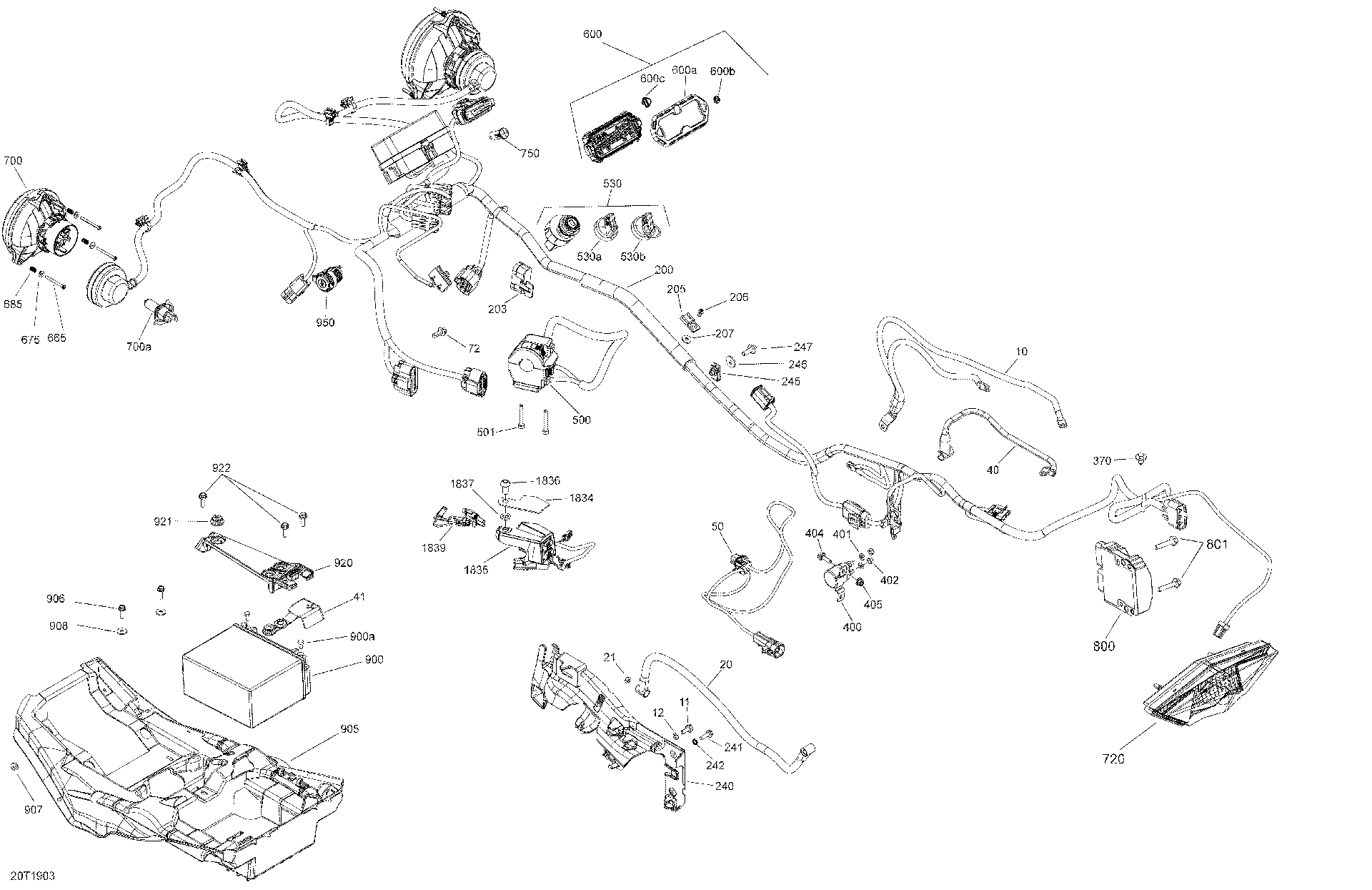 An Image of a Genuine Can-Am Parts Schematic Diagram showing the schematic - ELECTRICAL - 450 EFI - PACKAGE STD & DPS