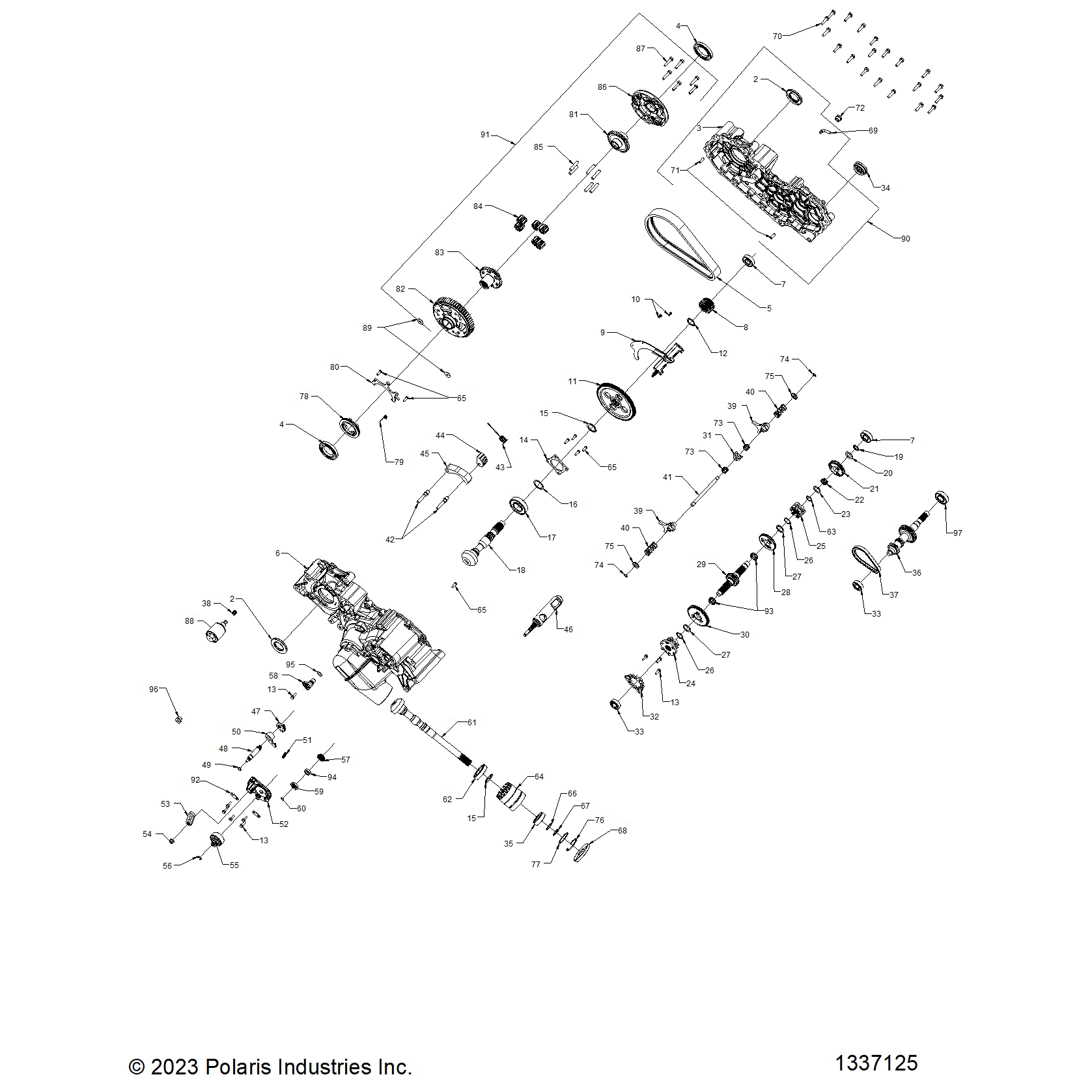An Image of a Genuine Polaris Parts Schematic Diagram showing the schematic - DRIVE TRAIN: MAIN GEARCASE - 2025 POLARIS SPORTSMAN TOURING 570 X2 EPS