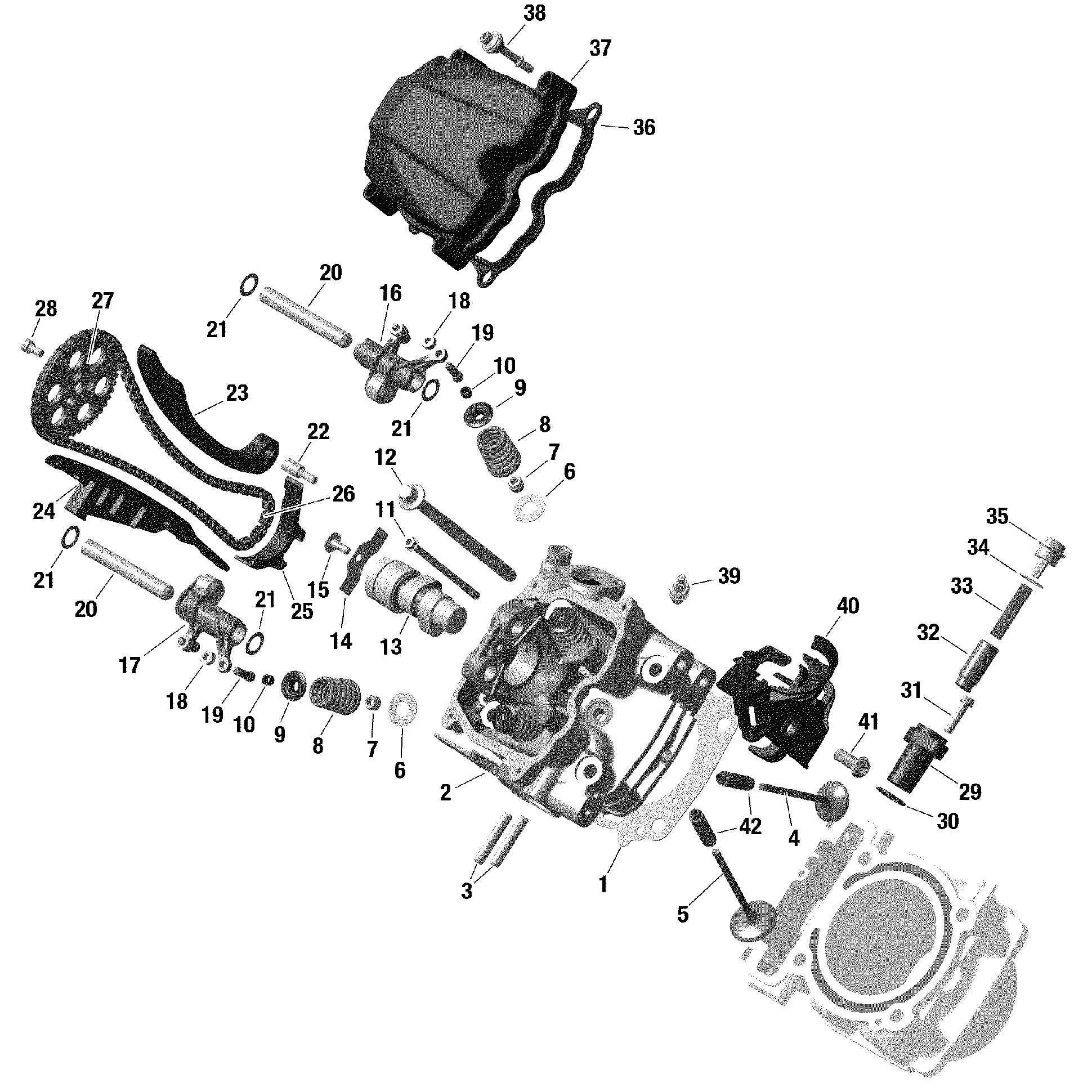 An Image of a Genuine Can-Am Parts Schematic Diagram showing the schematic - ROTAX - CYLINDER HEAD FRONT