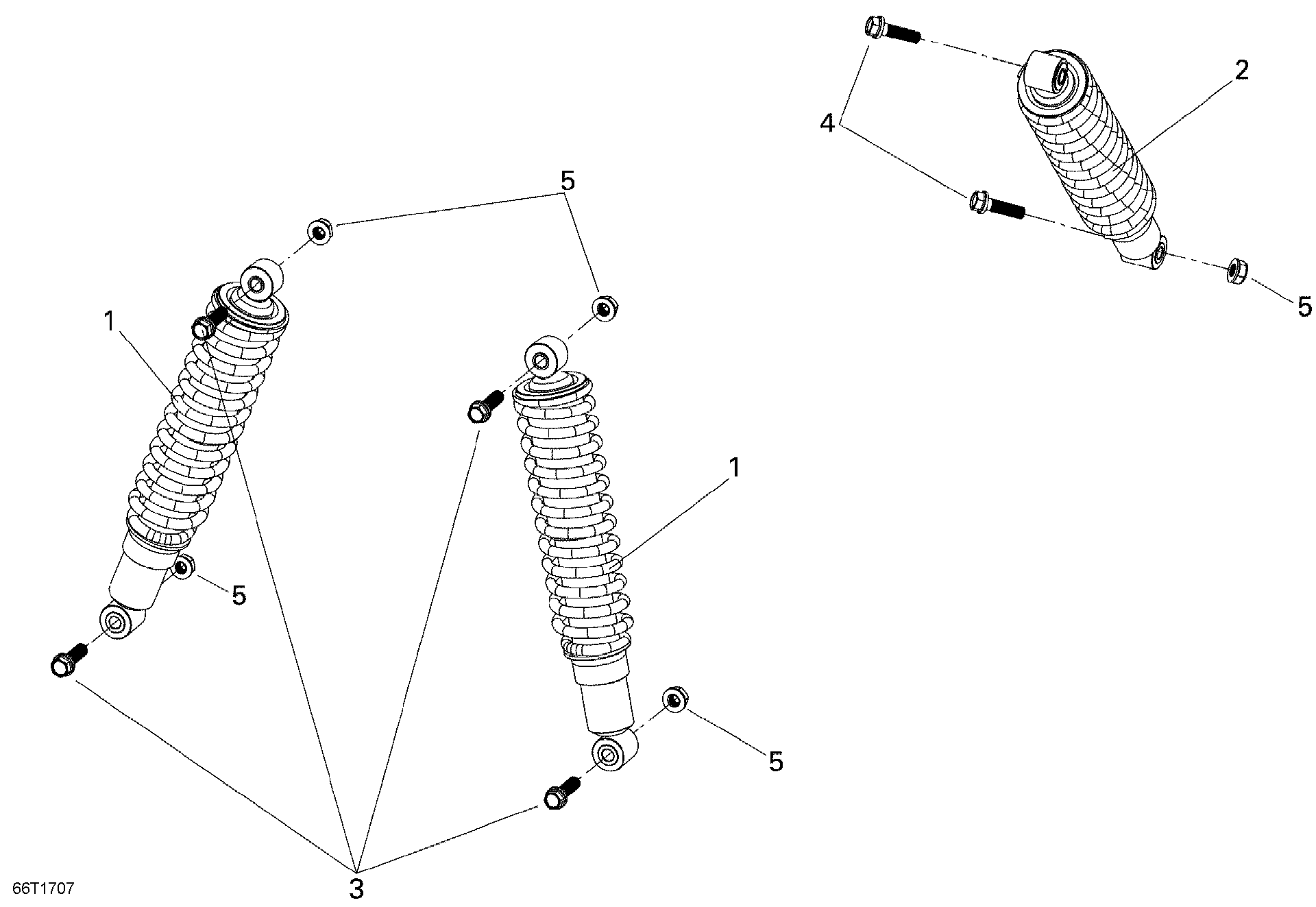 An Image of a Genuine Can-Am Parts Schematic Diagram showing the schematic - SHOCKS